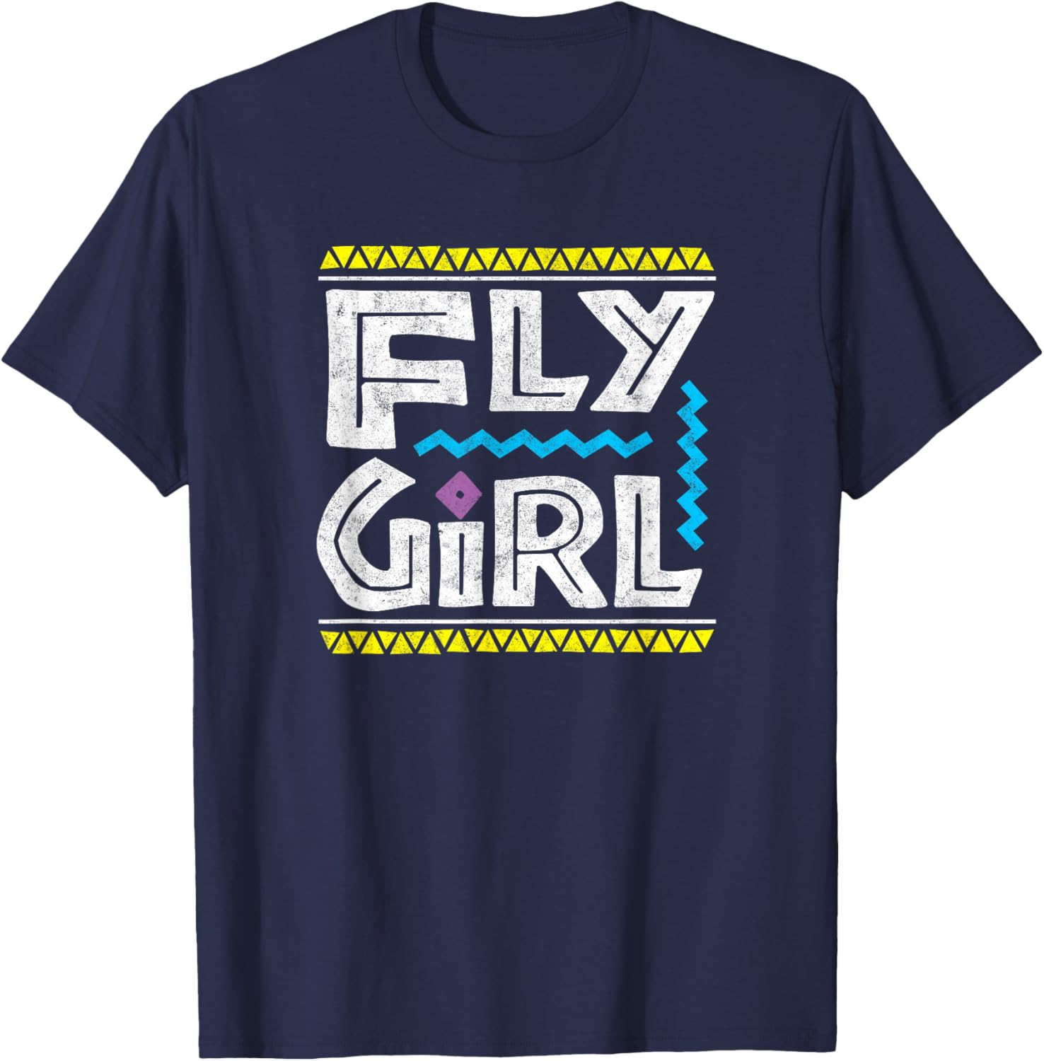 Fly Girl 80s 90s Old School Distressed B-Girl Hip Hop T-Shirt - T-Shirt | Navy
