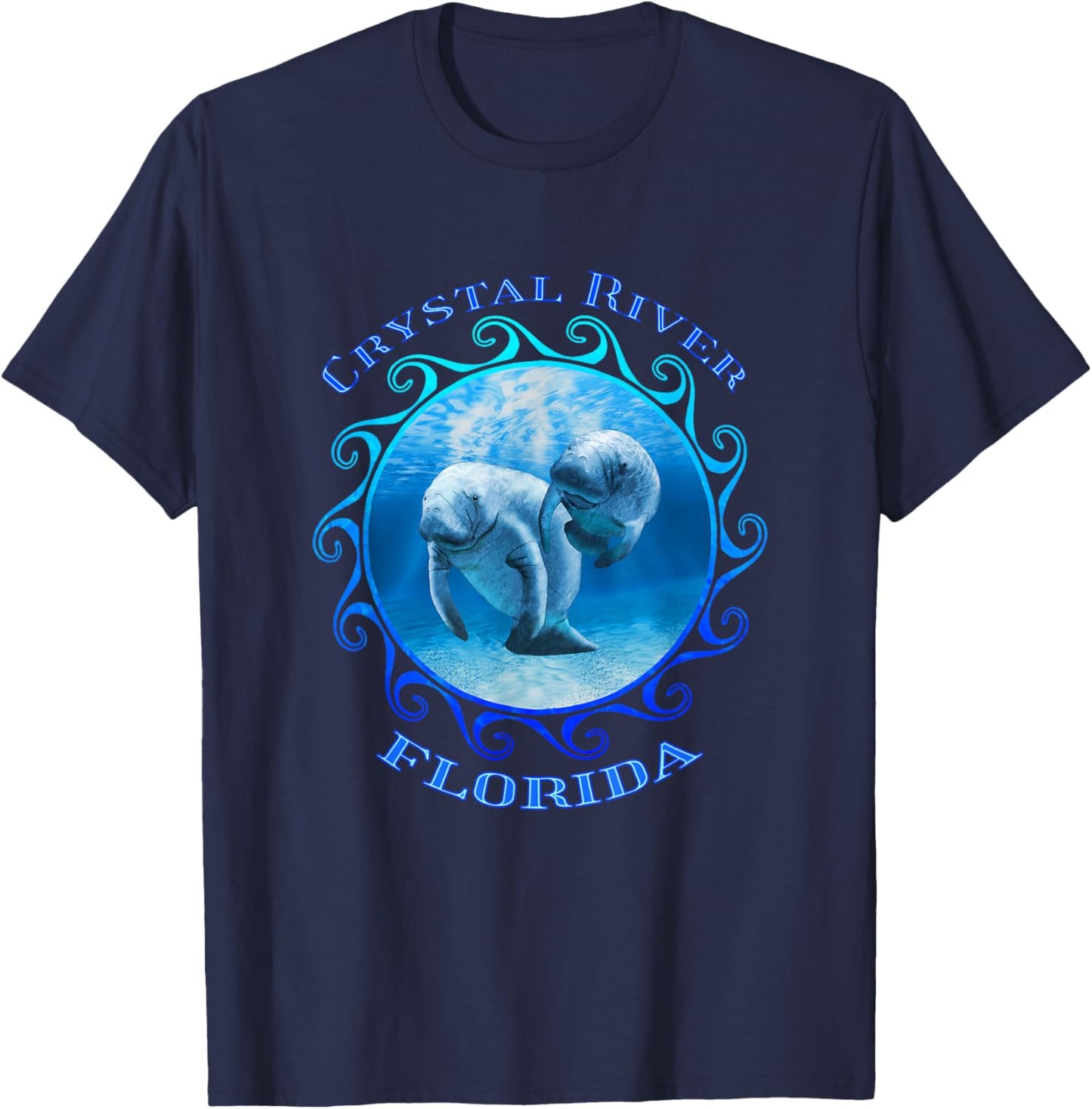 Crystal River Florida Vacation Swimming Manatees T-Shirt - T-Shirt | Navy