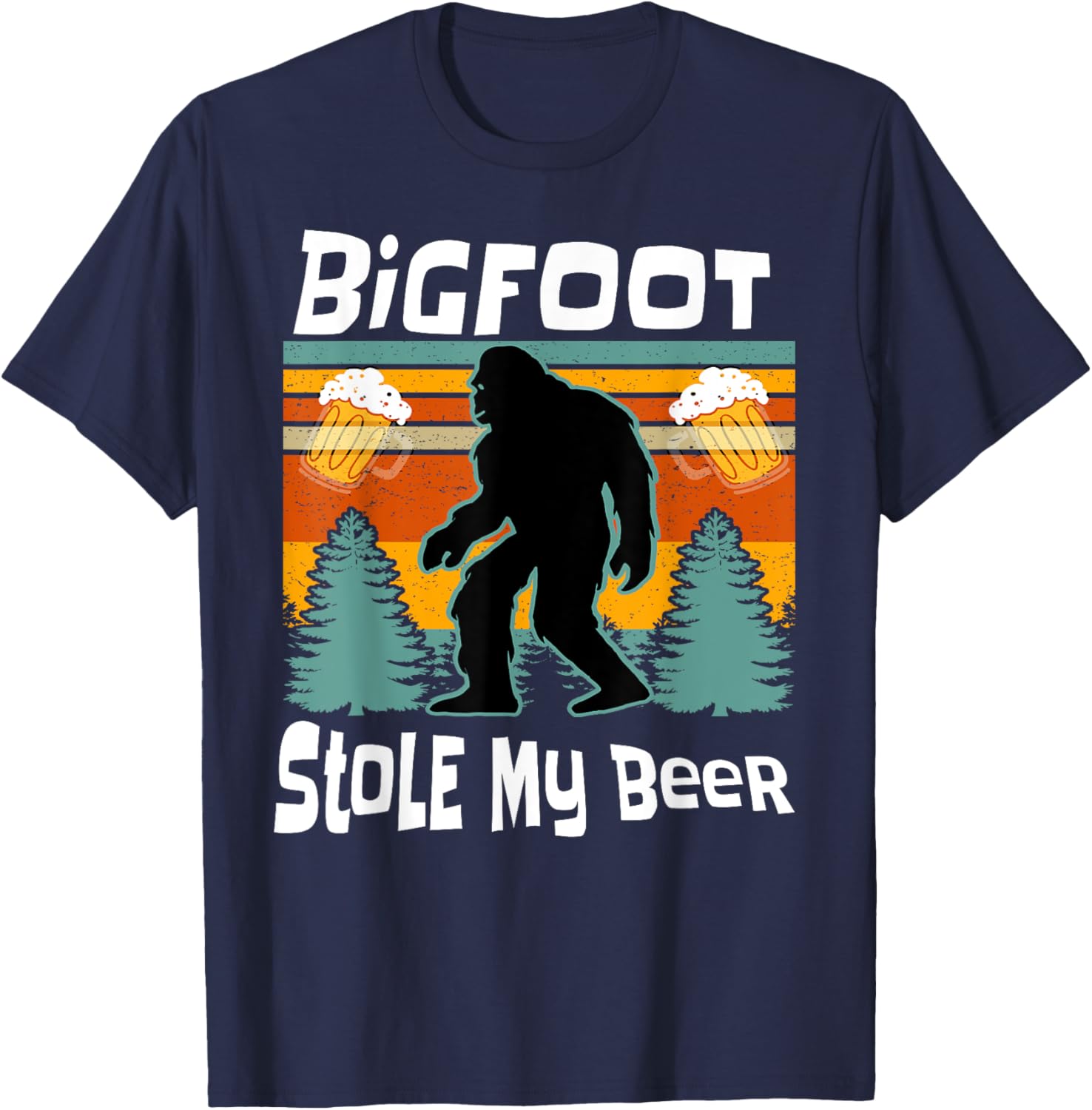 Bigfoot Stole My Beer Funny Yeti Yowi Sasquatch Drinking T-Shirt - T-Shirt | Navy
