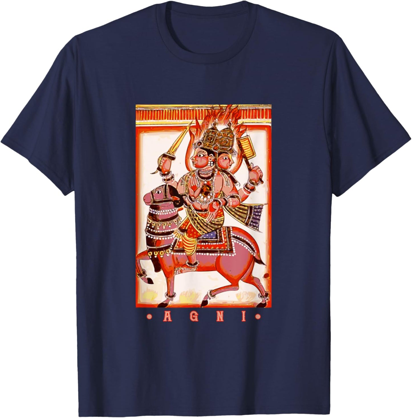 Agni Hindu Deva God of Fire Indian Hinduism T-Shirt - T-Shirt | Navy
