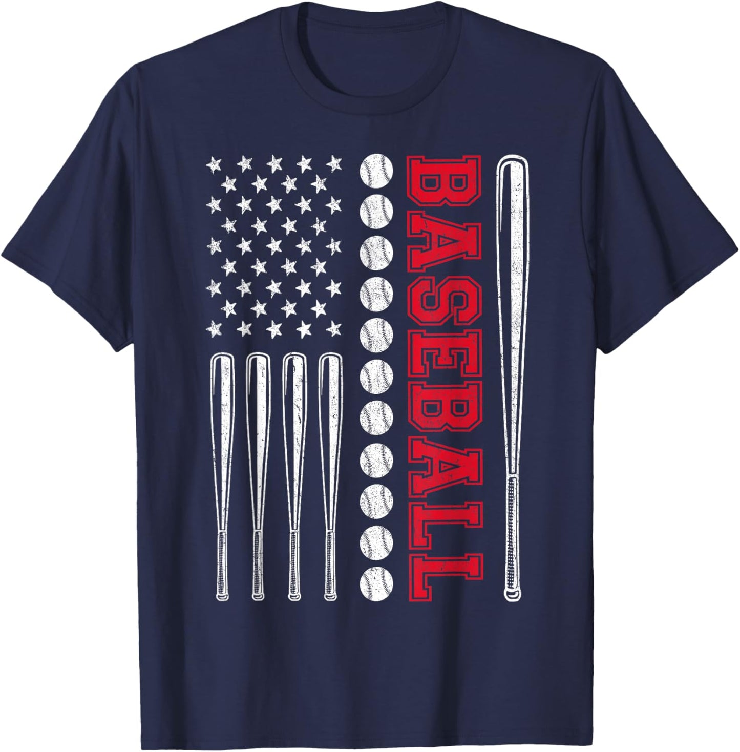 American Flag Baseball USA Shirt Women Boy Girl Kids T-Shirt - T-Shirt | Navy