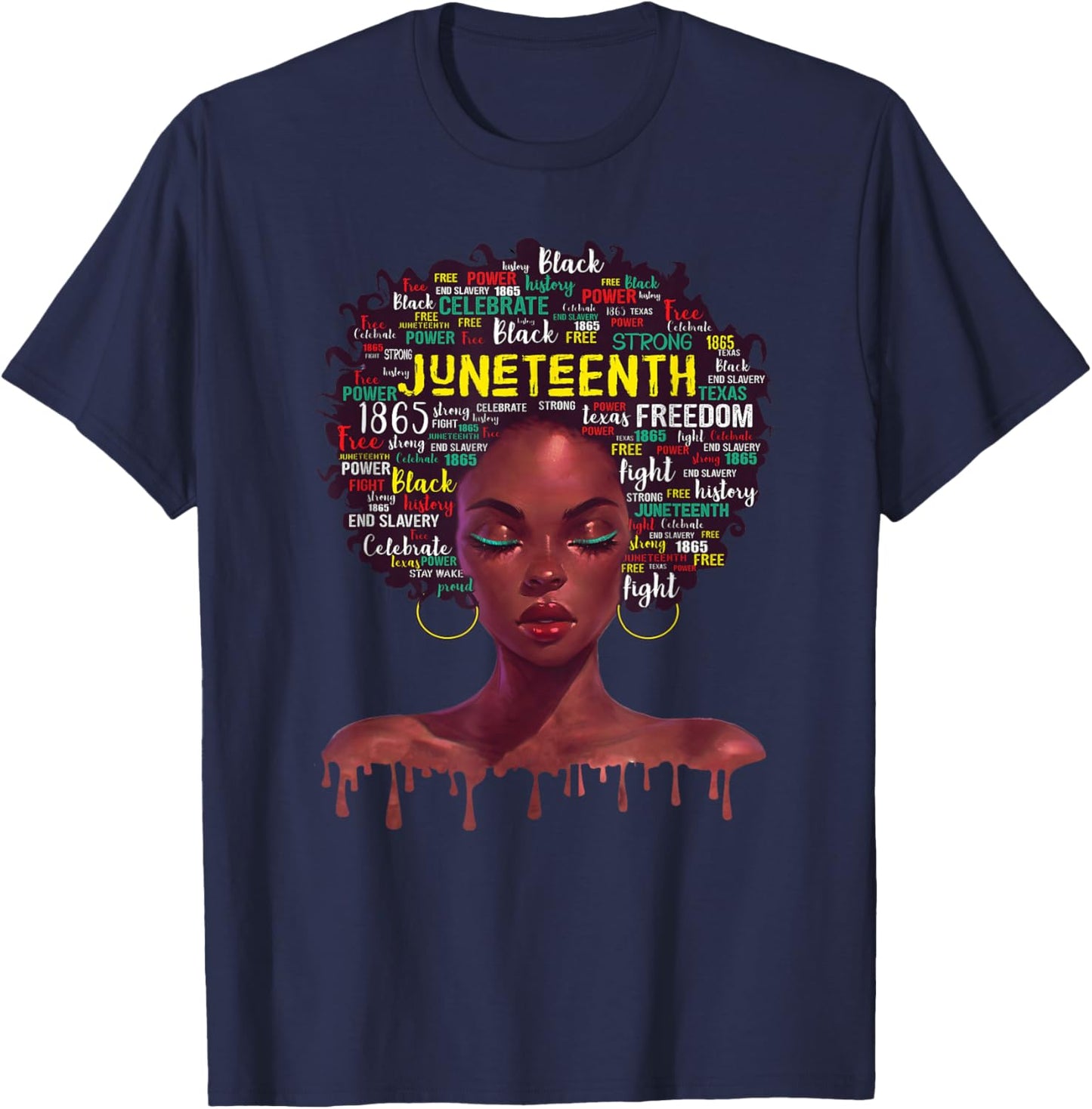 Juneteenth shirts Afro Beautiful Black Pride 2024 T-Shirt - T-Shirt | Navy