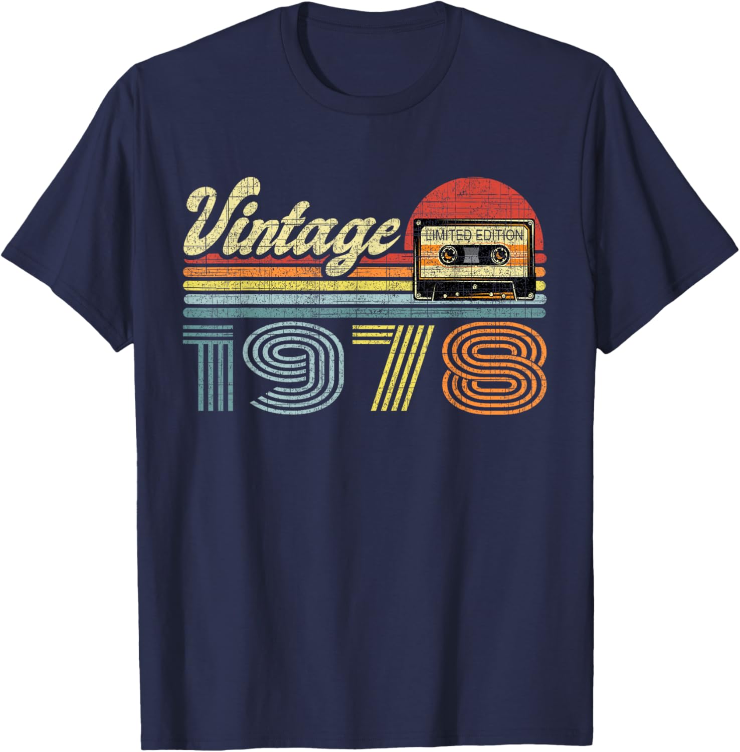Retro Audio Cassette Vintage Since 1978 44th Birthday T-Shirt - T-Shirt | Navy