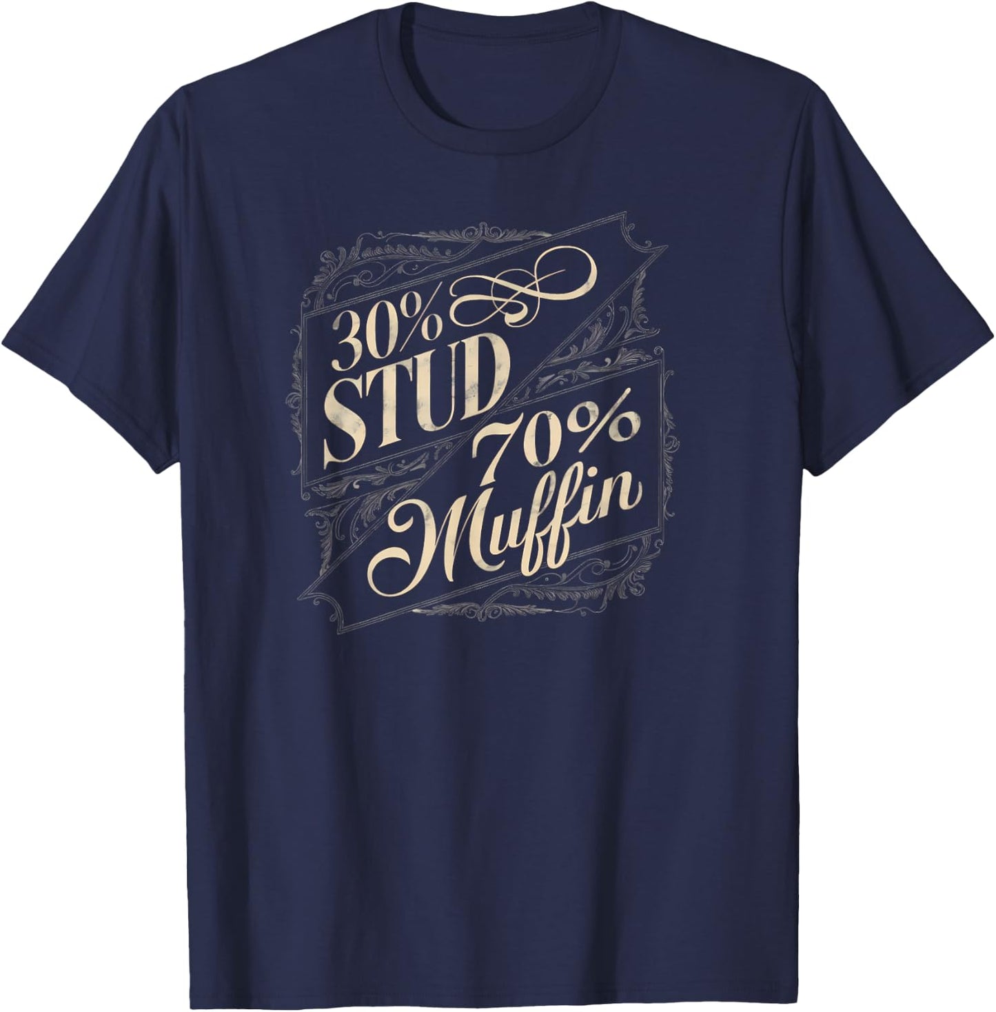 30% Stud 70% Muffin Vintage Retro Funny Joke Sarcasm T-Shirt - T-Shirt | Navy