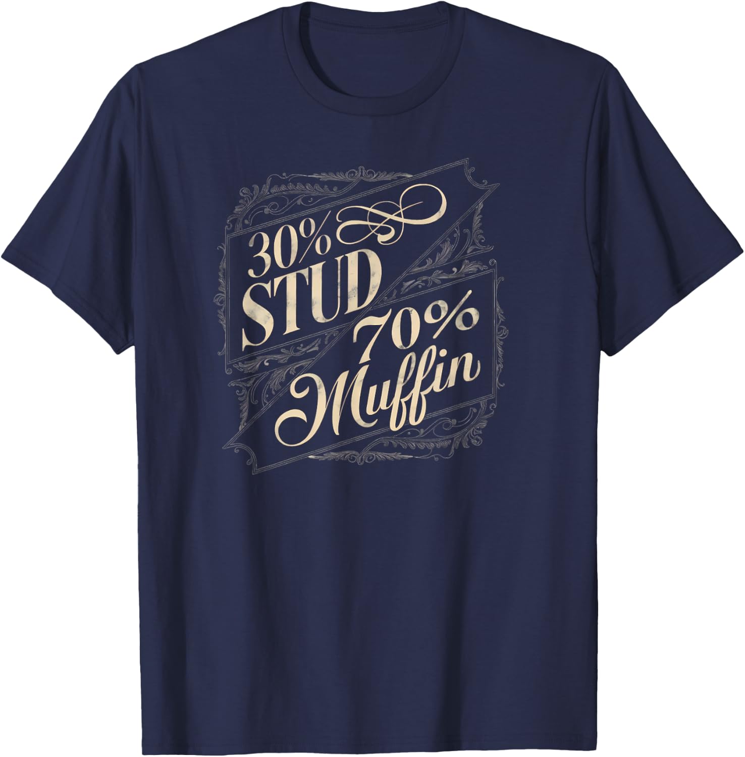 30% Stud 70% Muffin Vintage Retro Funny Joke Sarcasm T-Shirt - T-Shirt | Navy