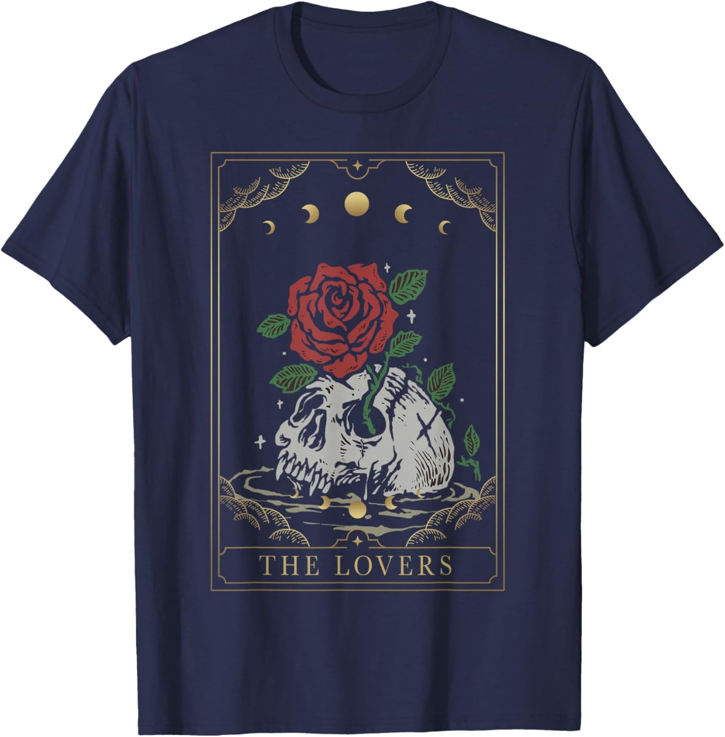 The Lovers Tarot Card Occult Goth Fortune Telling Tarot Card T-Shirt - T-Shirt | Navy