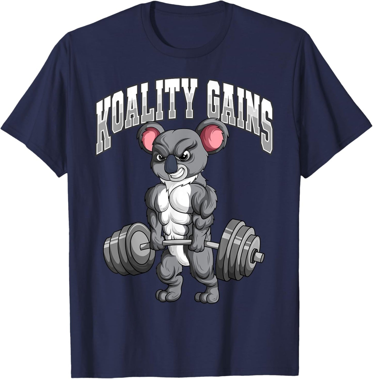 Koality Gains Fitness Gym Koala Bodybuilding T-Shirt - T-Shirt | Navy