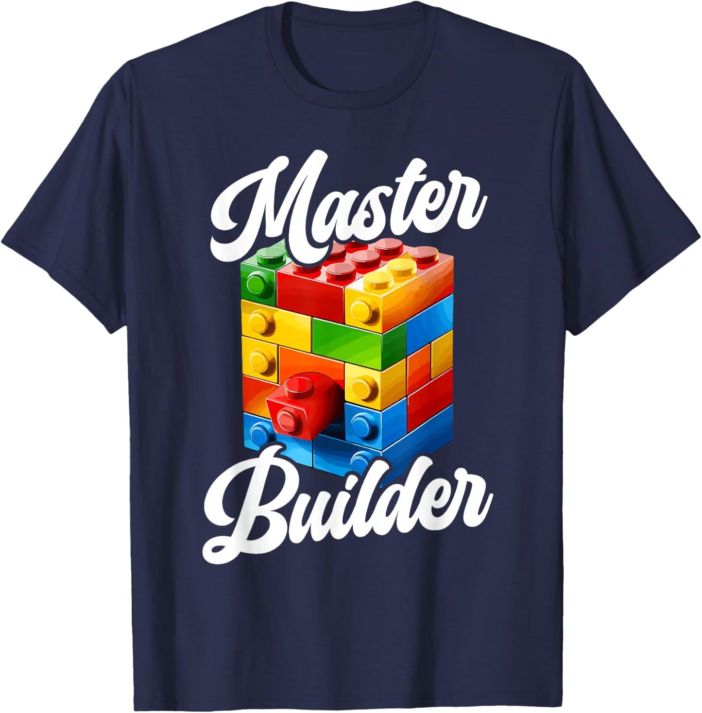 Master Builder Bricks Blocks Play Toys T-Shirt - T-Shirt | Navy