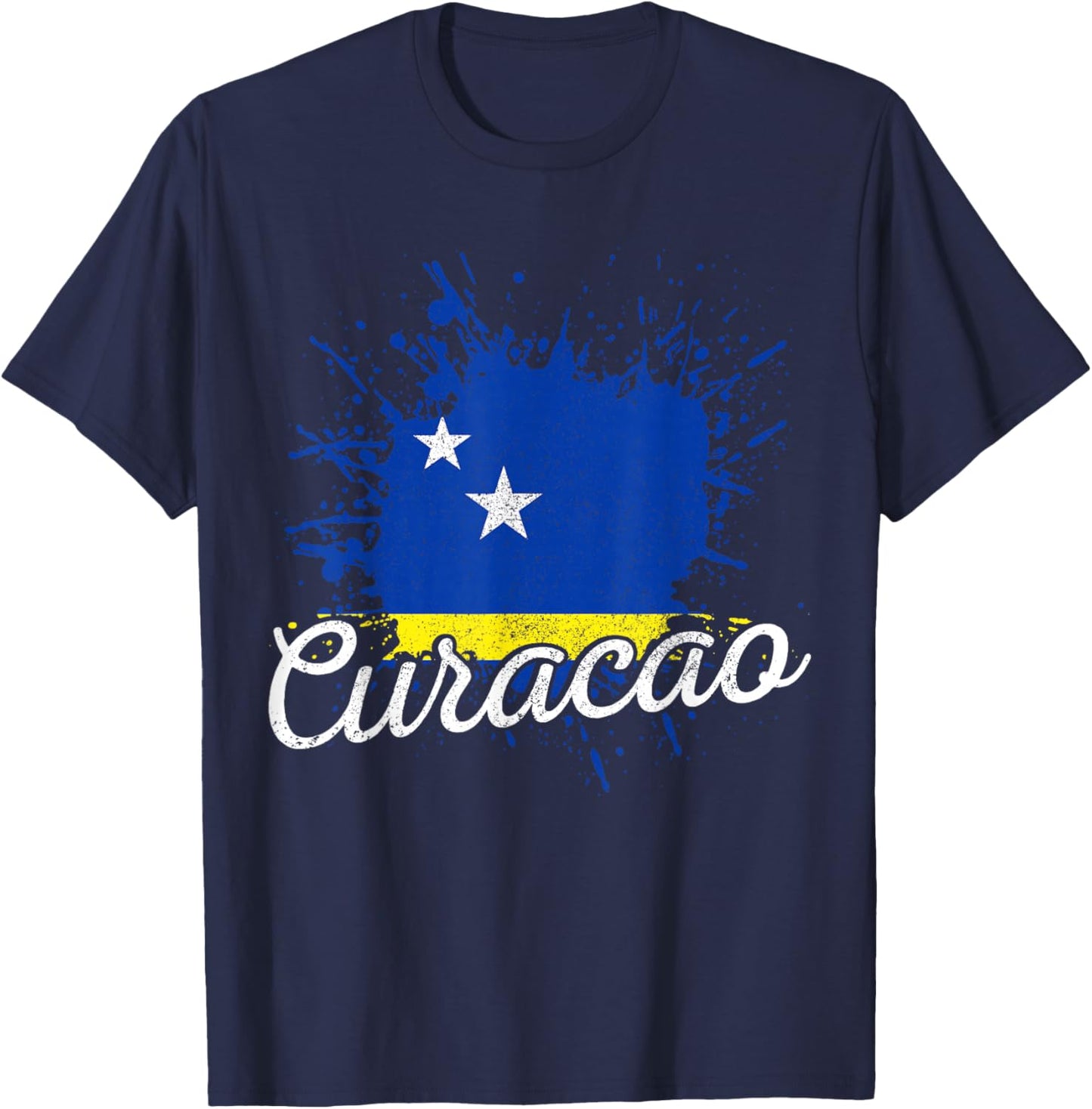 Curacao Flag Vintage Caribbean Souvenir T-Shirt - T-Shirt | Navy