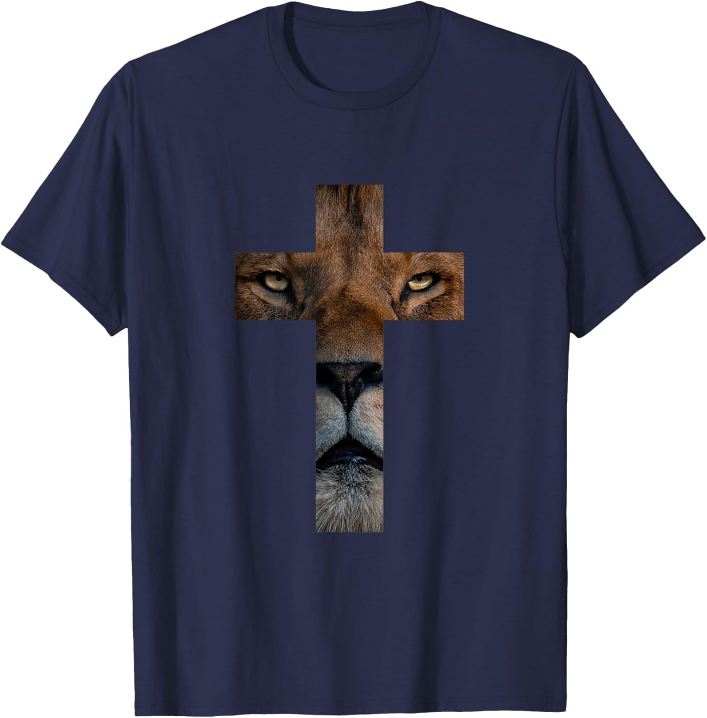 Lion Cross King Lord Jesus Bible Judah T-Shirt - T-Shirt | Navy