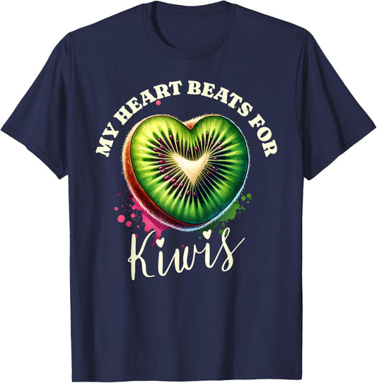 My Heart Beats For Kiwis Summer Fruit T-Shirt - T-Shirt | Navy