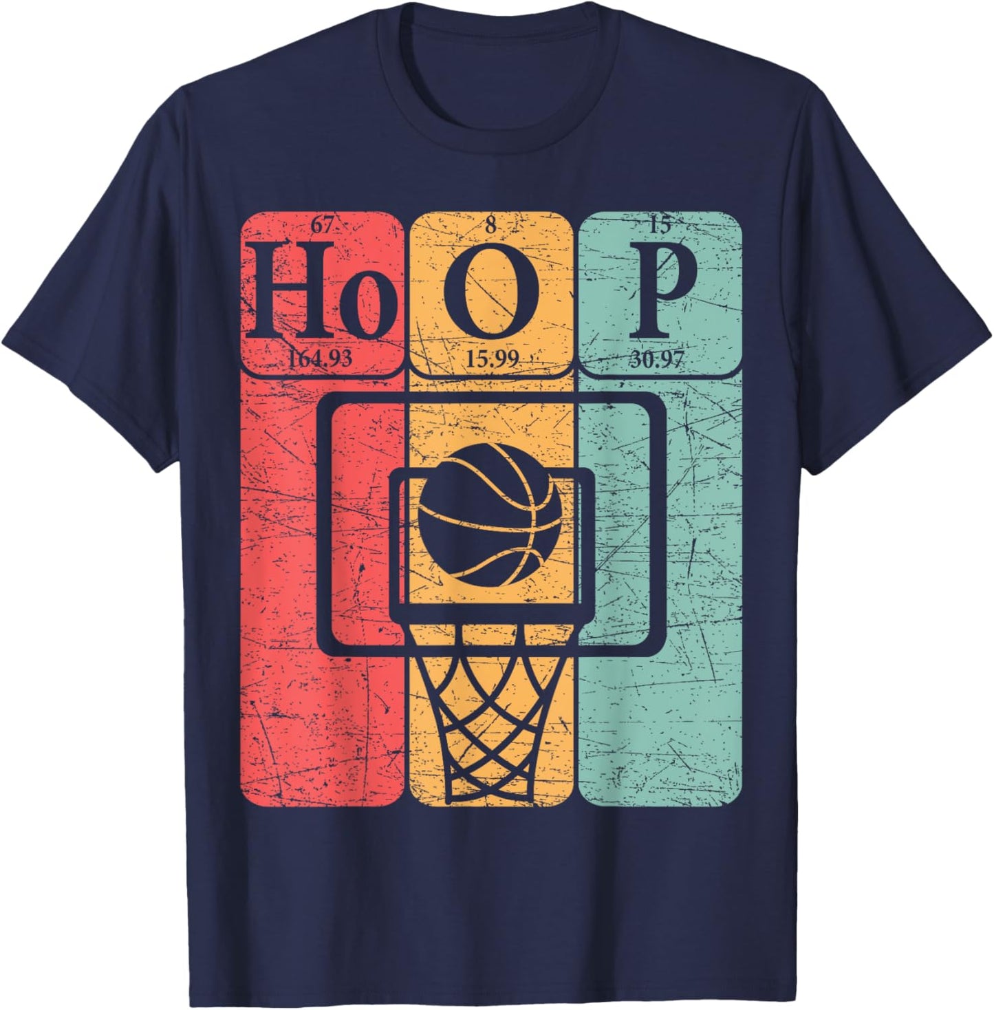 Basketball Periodic Table Elements Science Nerd Basketballer T-Shirt - T-Shirt | Navy