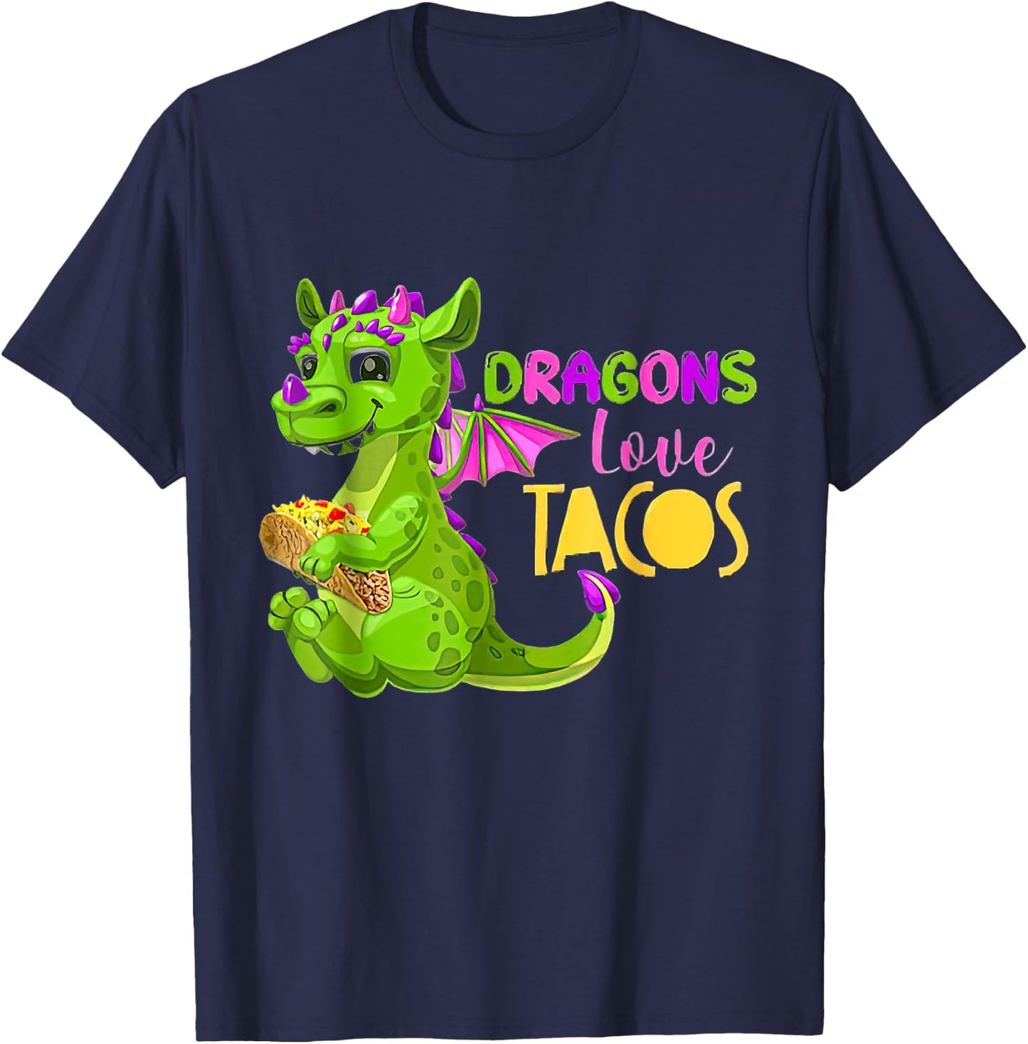 Dragons Love Tacos Adult Kids Dragon Lovers Gifts T-Shirt - T-Shirt | Navy