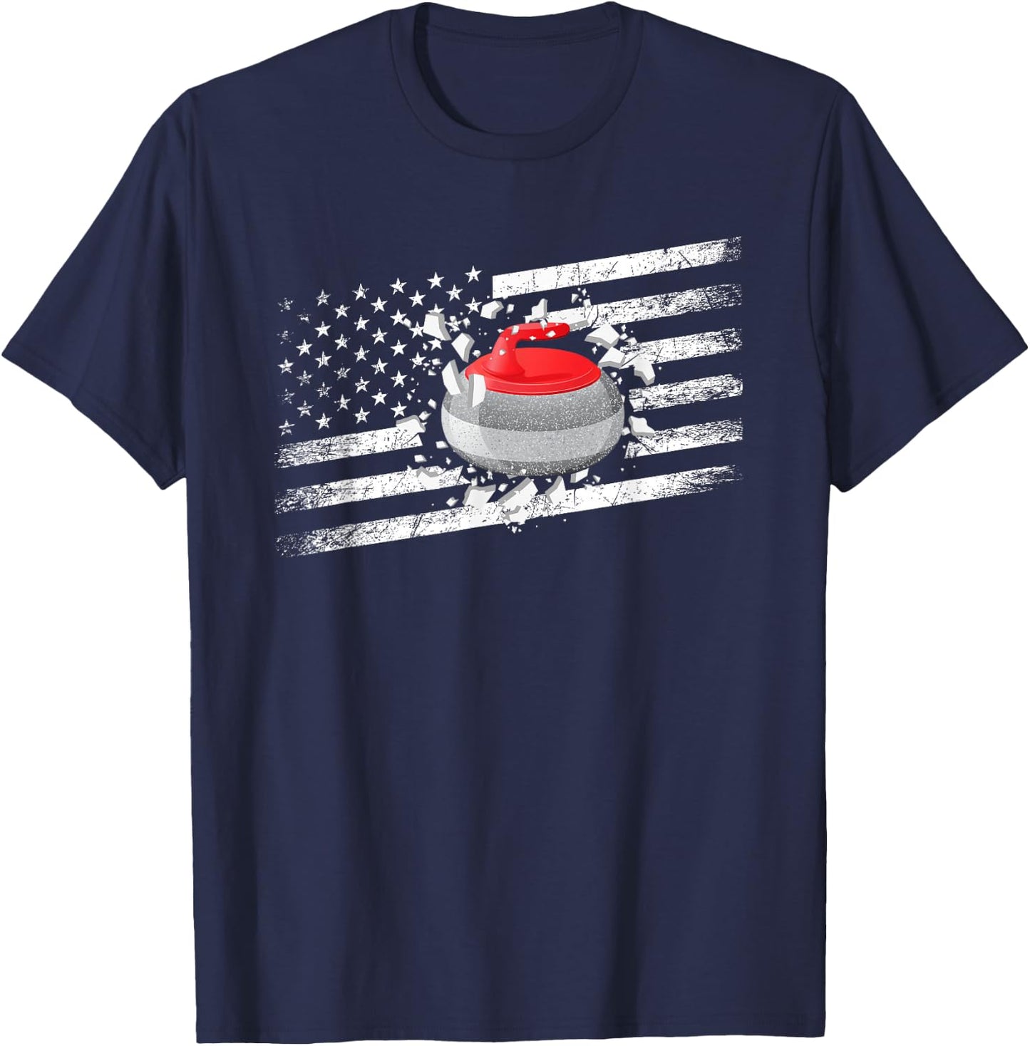 Curling Player Winter Sports Graphic Design - Curling T-Shirt - T-Shirt | Navy