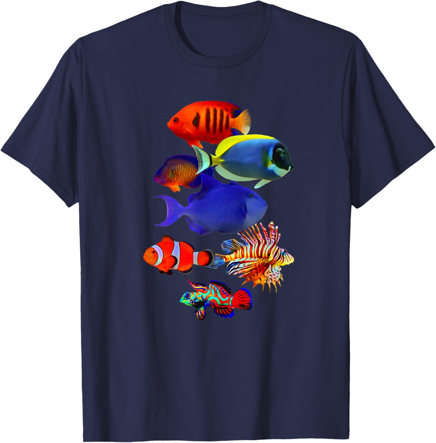 Saltwater Reef Aquarium Lover Trigger Mandarin Goby T-Shirt - T-Shirt | Navy
