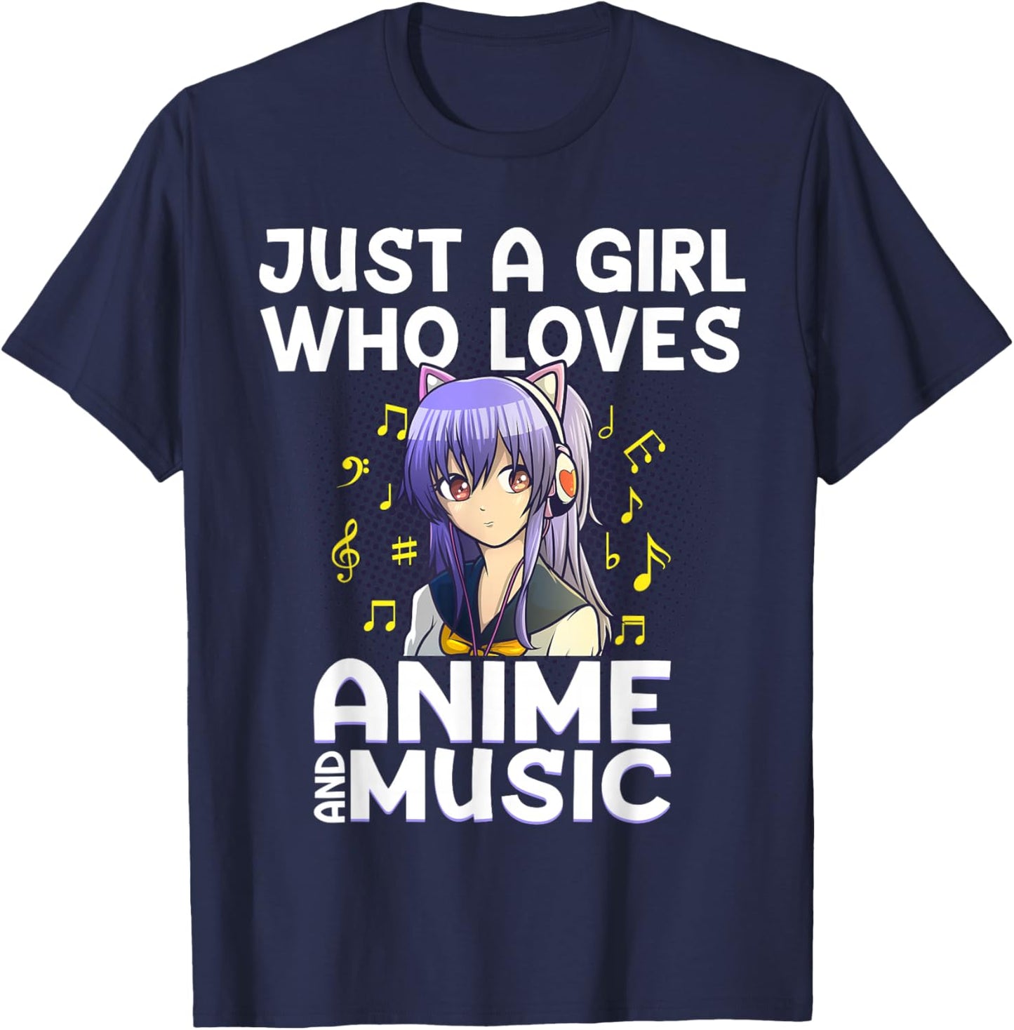 Anime Art Teen Girls Anime Merch Music Anime Lover Small T-Shirt - T-Shirt | Navy