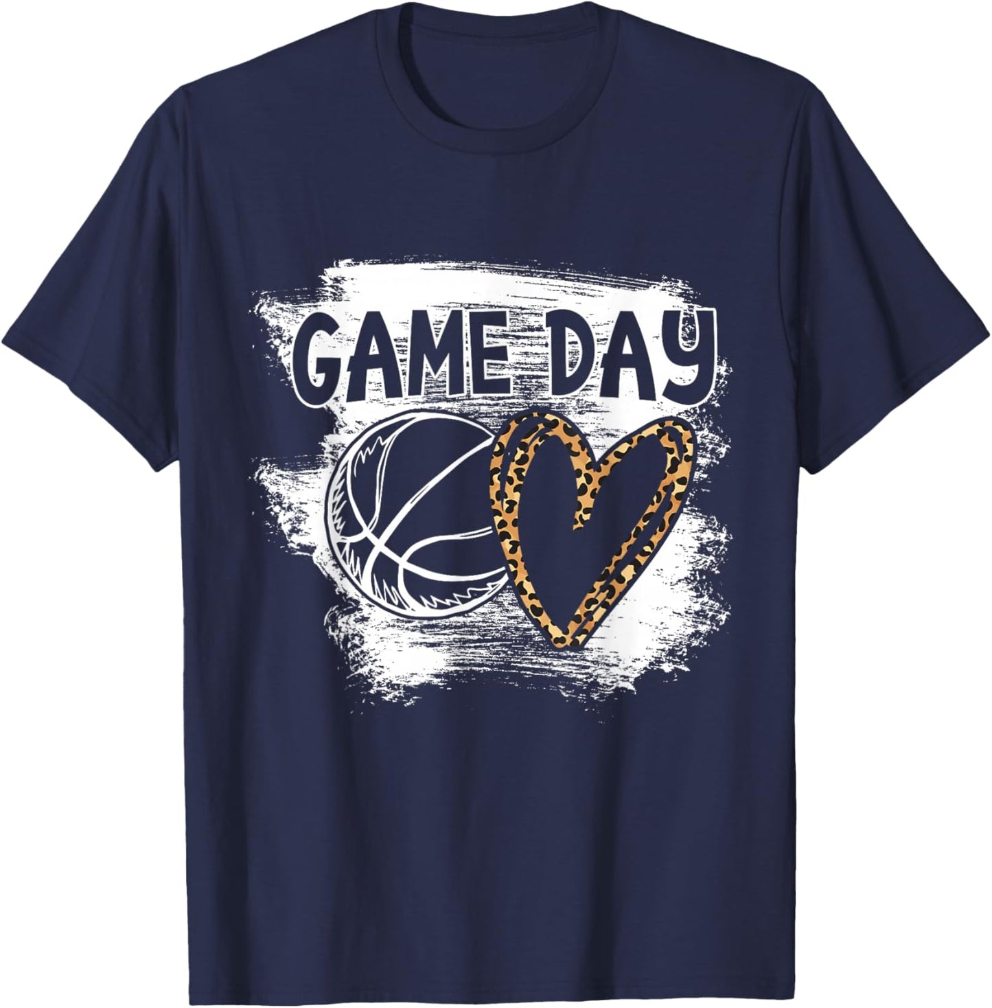 Basketball Player Game Day Leopard Cheetah Basketball Fan Small T-Shirt - T-Shirt | Navy