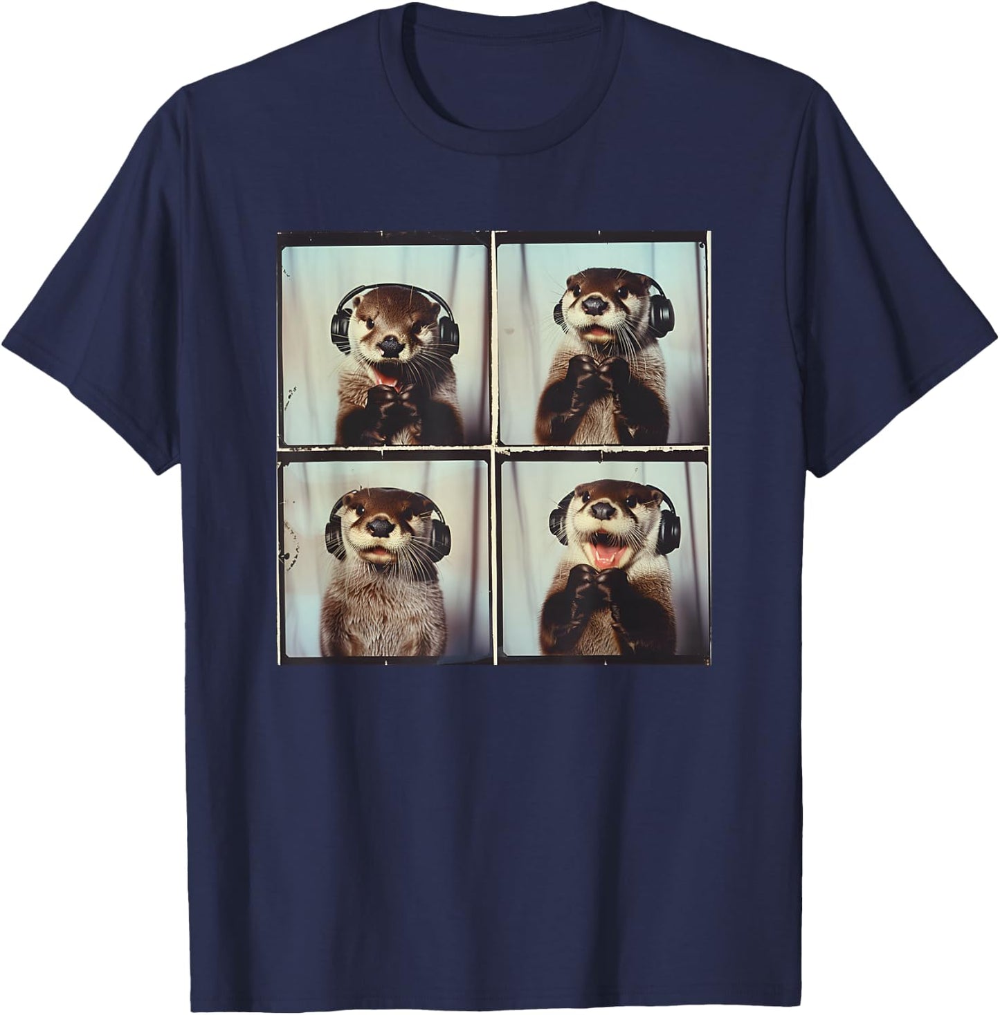 Cute Sea Otter ASD Autism Sensory Music Autistic Otter Lover T-Shirt - T-Shirt | Navy