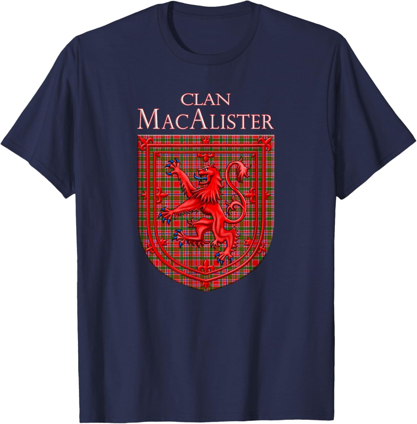 MacAlister Tartan Scottish Plaid Lion Rampant T-Shirt - T-Shirt | Navy