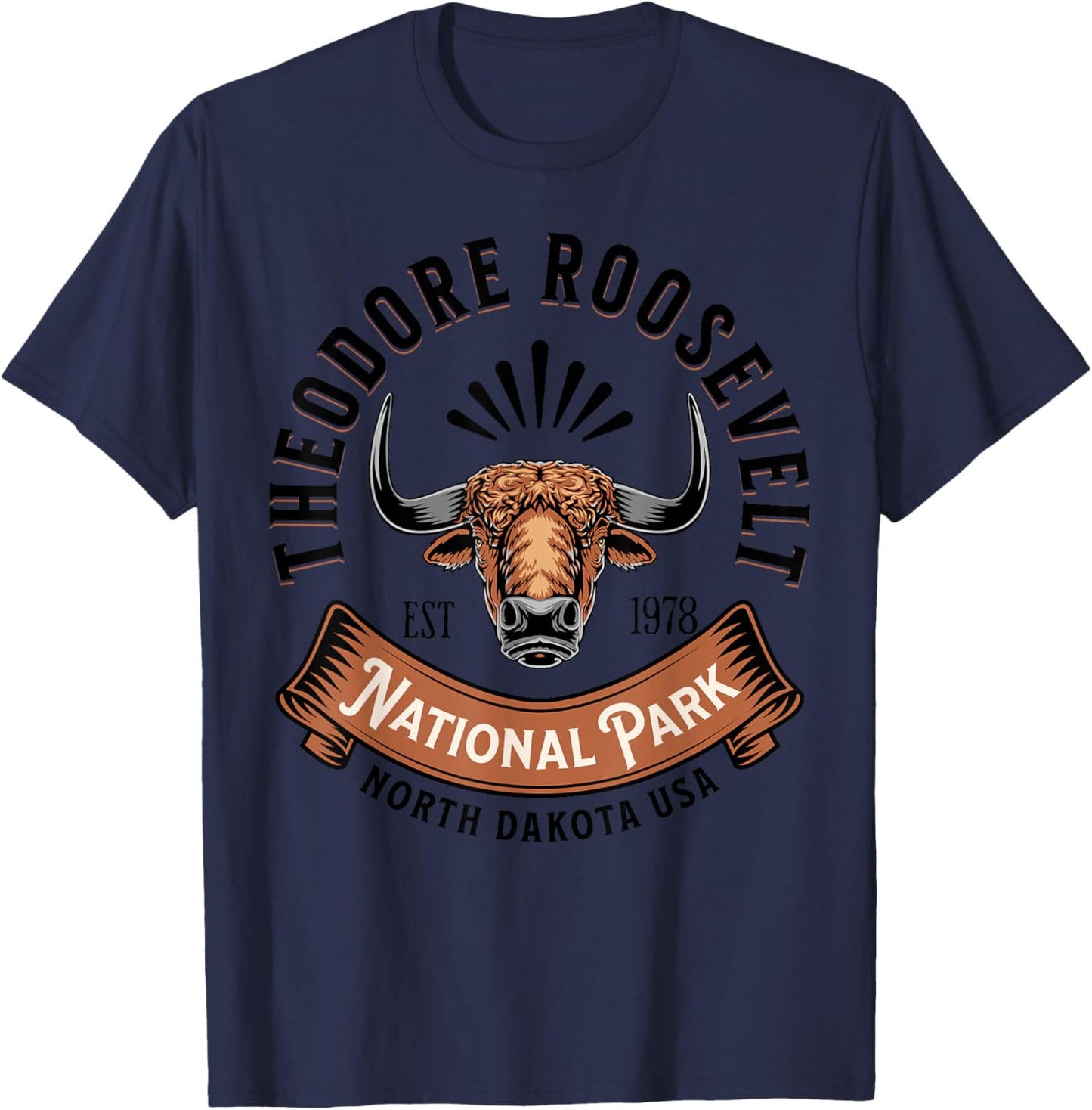 Theodore Roosevelt National Park North Dakota Buffalo Hike T-Shirt - T-Shirt | Navy