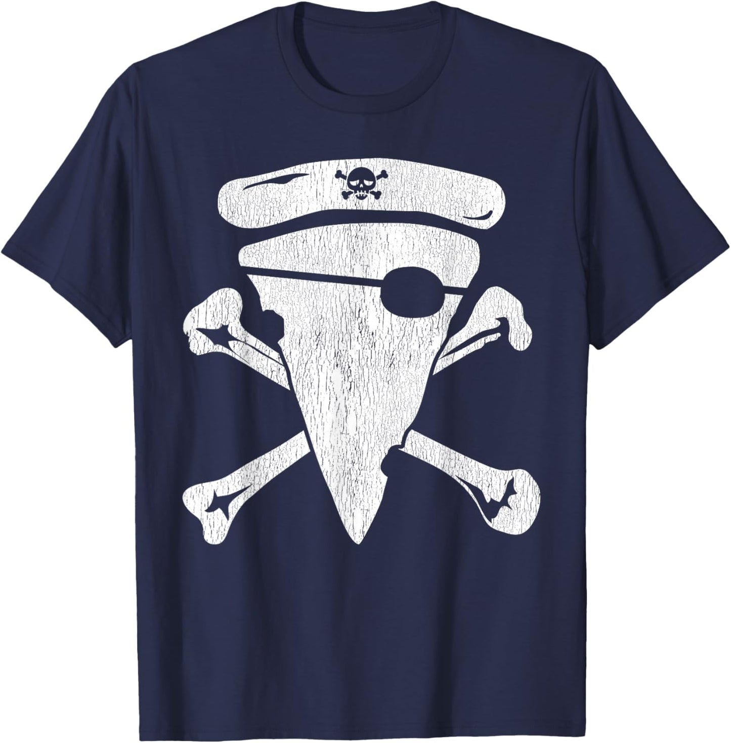 Pirate Pizza Skull Crossbones Funny Halloween Costume T-Shirt - T-Shirt | Navy