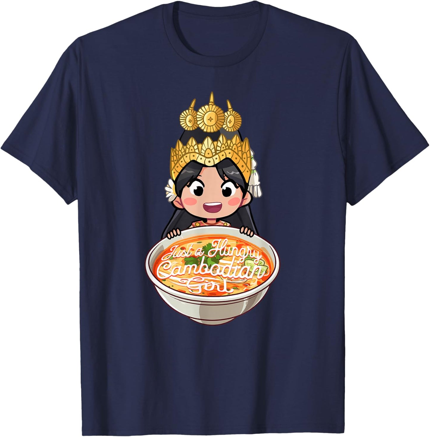 Cute Khmer Cambodian Apsara Dancer Reamker Design T-Shirt - T-Shirt | Navy