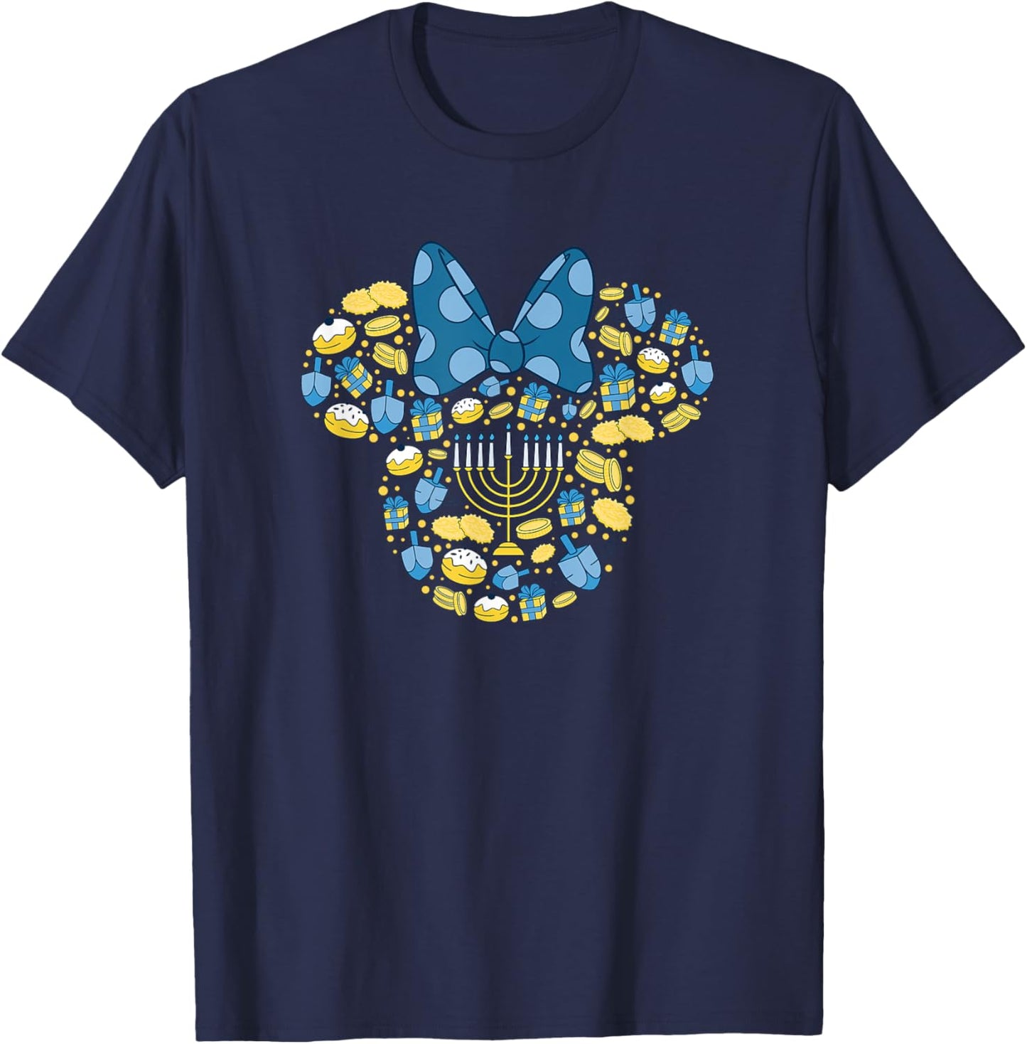 Disney Minnie Mouse Icon Hanukkah Chanukah Dreidel Menorah T-Shirt - T-Shirt | Navy