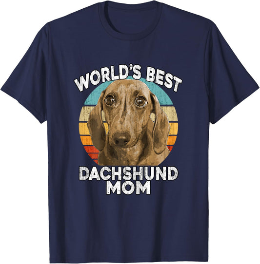 Dachshund Mother's Day - World's Best Daschund Mom Dog T-Shirt - T-Shirt | Navy
