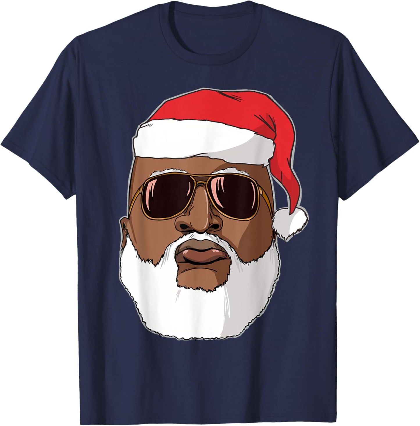 Black hip hop Santa Claus novelty African American Santa T-Shirt - T-Shirt | Navy