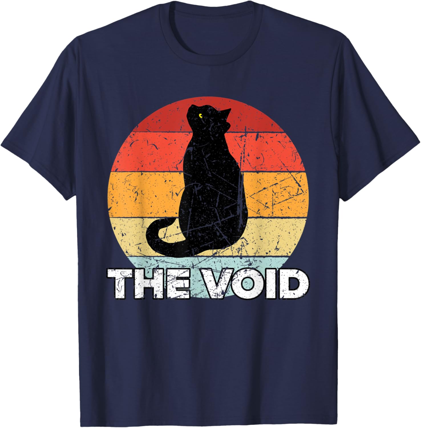 Black Cat The Void Vintage Sunset Kitty Cat Mom Dad Women T-Shirt - T-Shirt | Navy