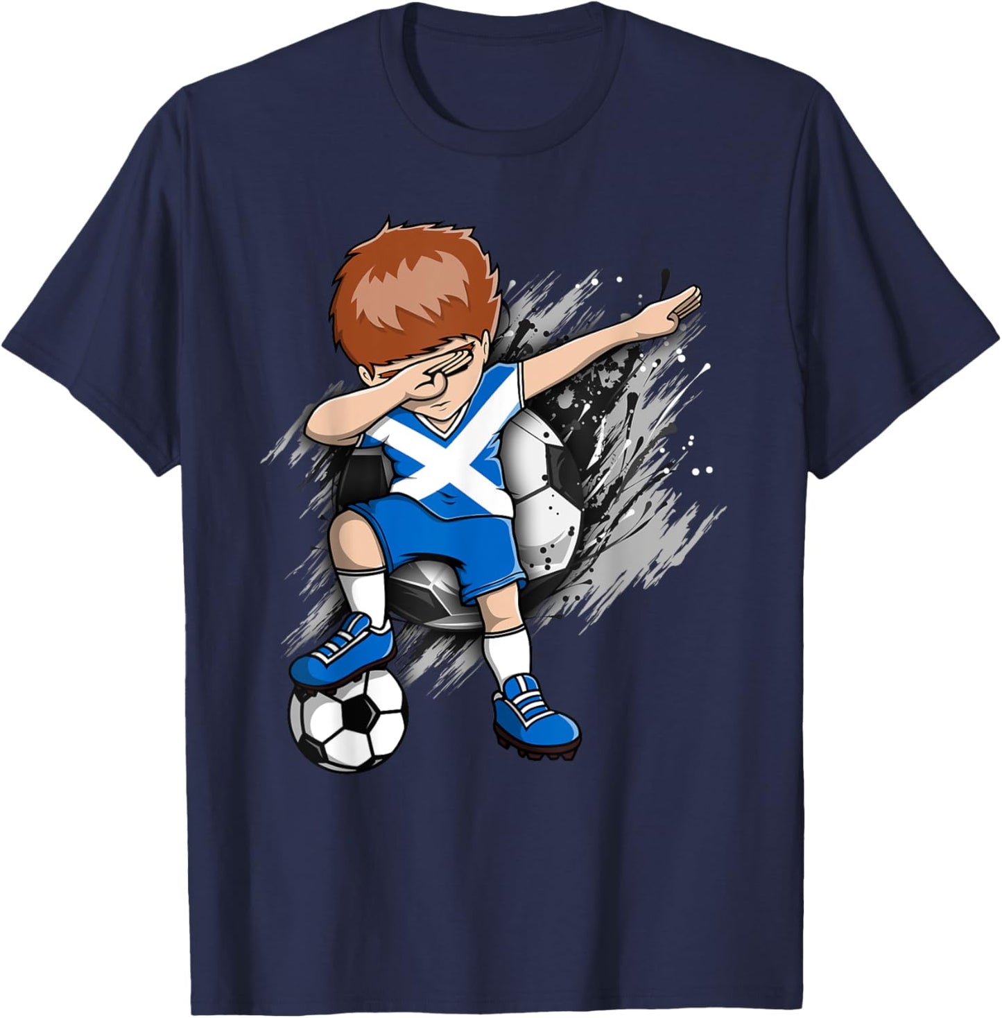 Dabbing Soccer Boy - Scotland Jersey Scottish Football Fans T-Shirt - T-Shirt | Navy
