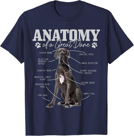 Anatomy of A Great Dane Funny Cute Dog Mom Dad T-Shirt - T-Shirt | Navy