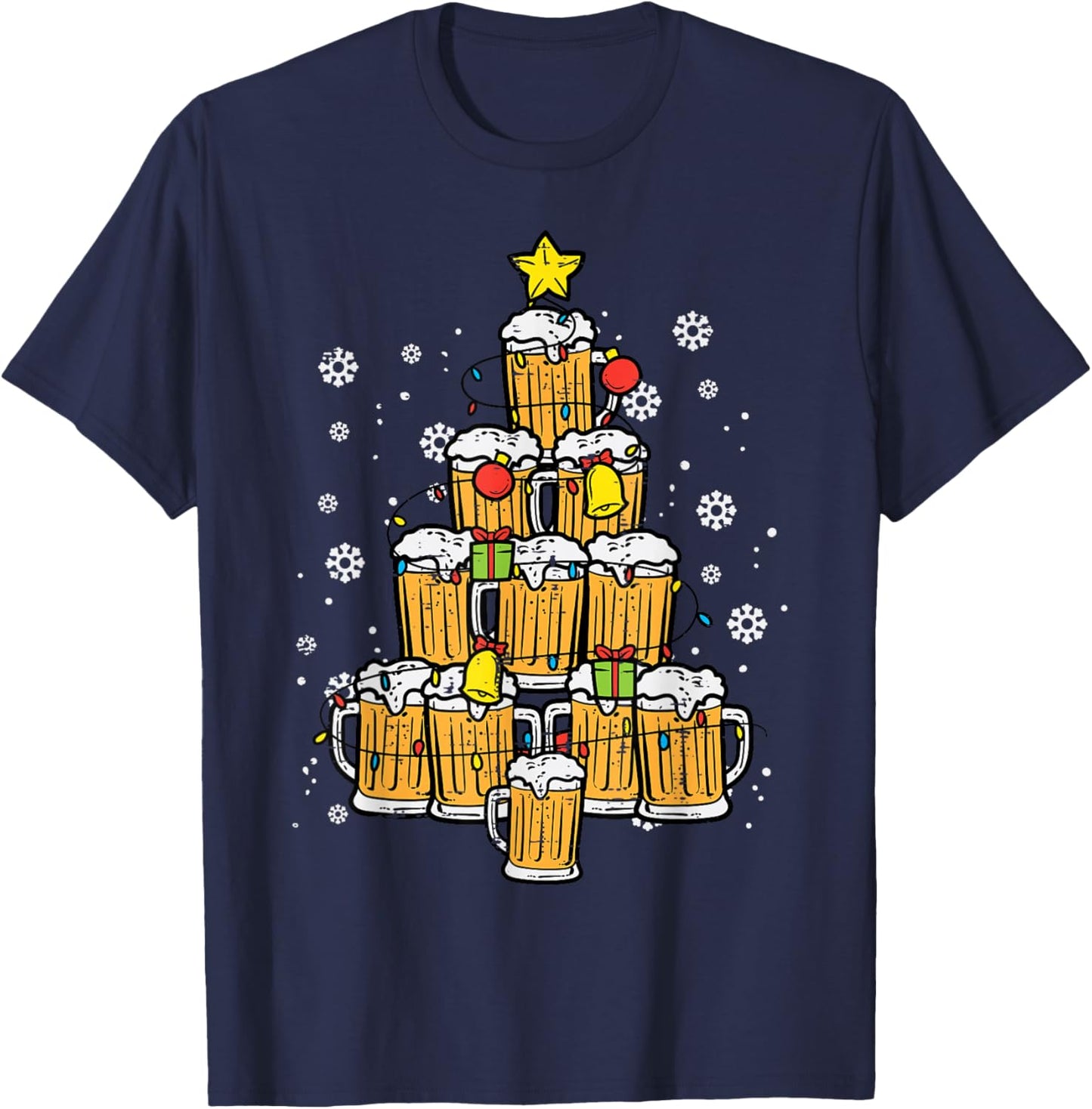 Beer Christmas Tree Xmas Brew Dad Men T-Shirt - T-Shirt | Navy
