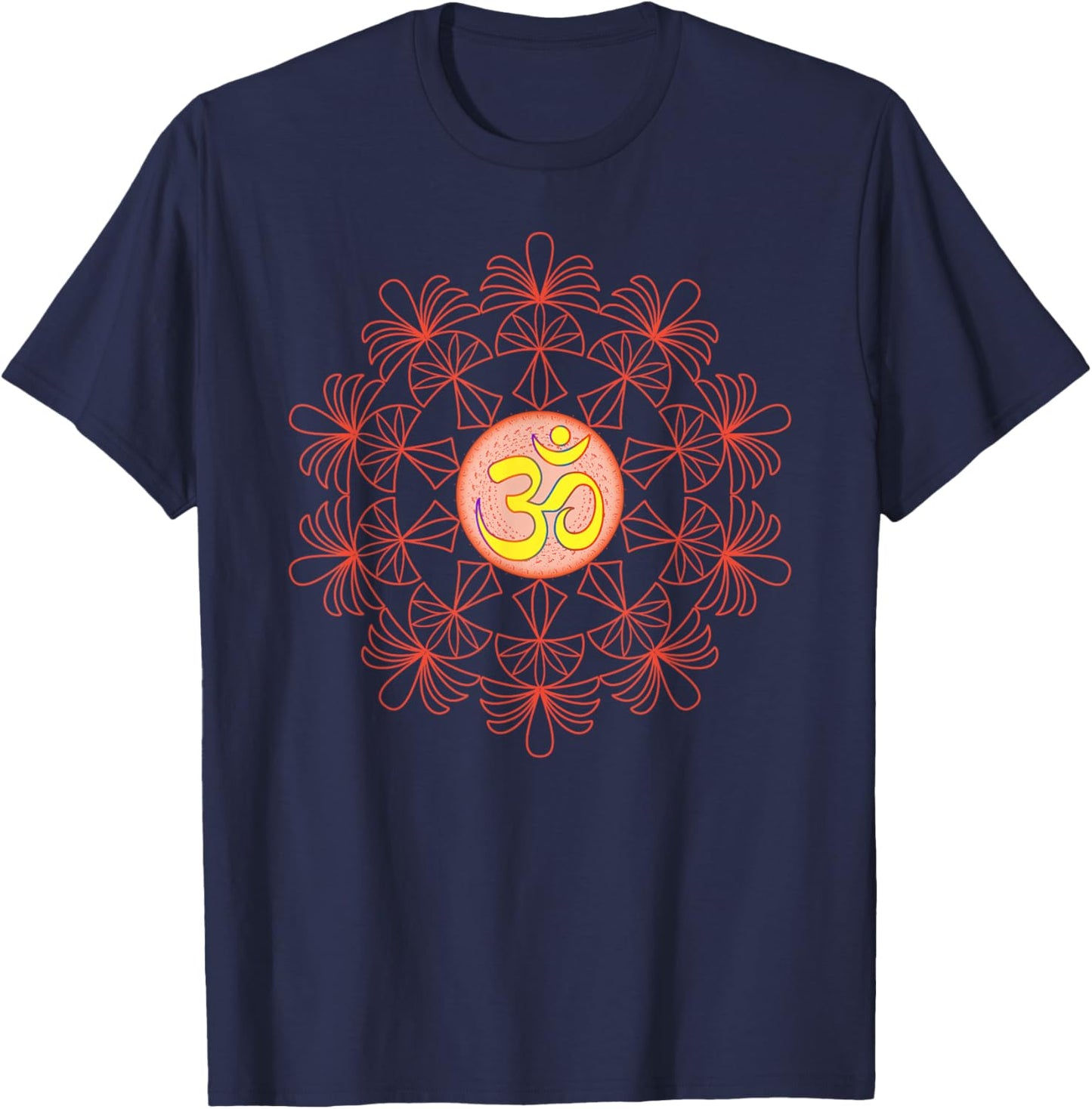 Om Aum Omkara Symbol Spiritual Yoga Meditation Lotus Mandala T-Shirt - T-Shirt | Navy