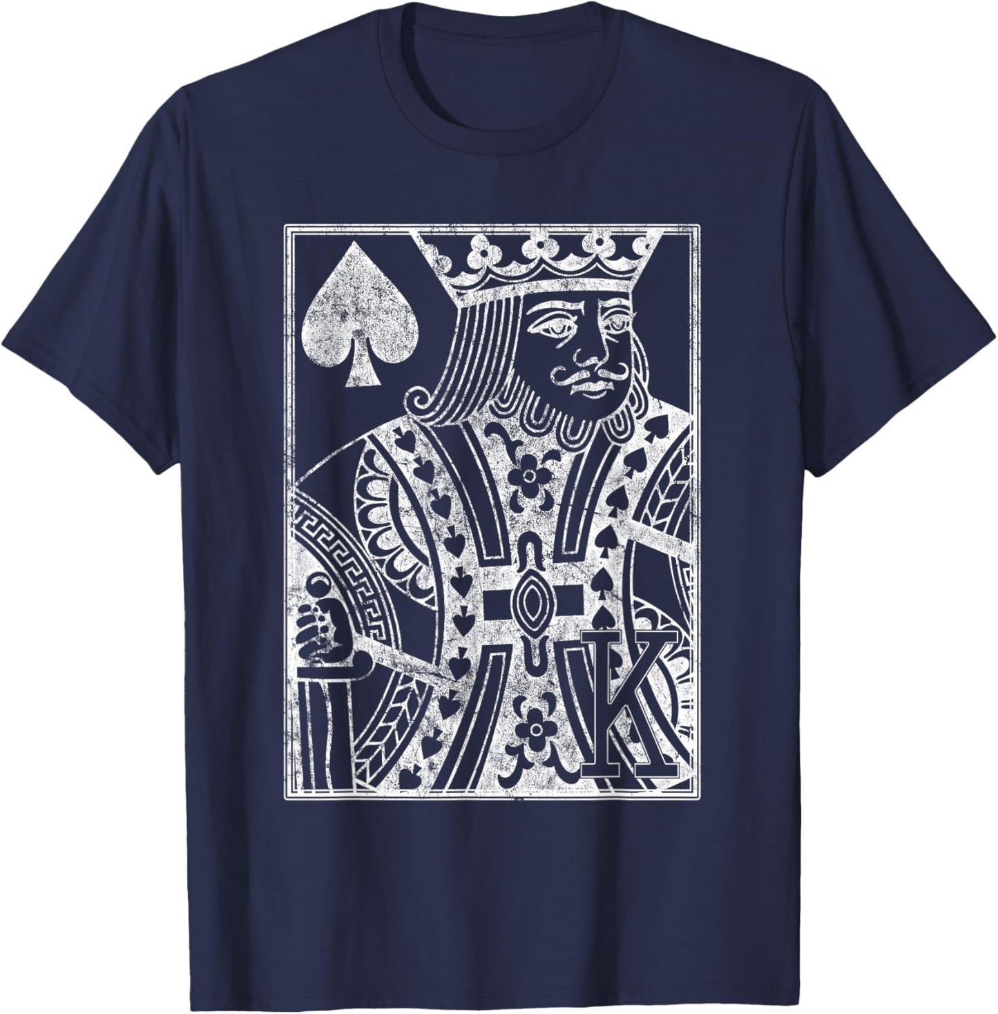 King of Spades Vintage Look Distressed Playing Card T-Shirt - T-Shirt | Navy
