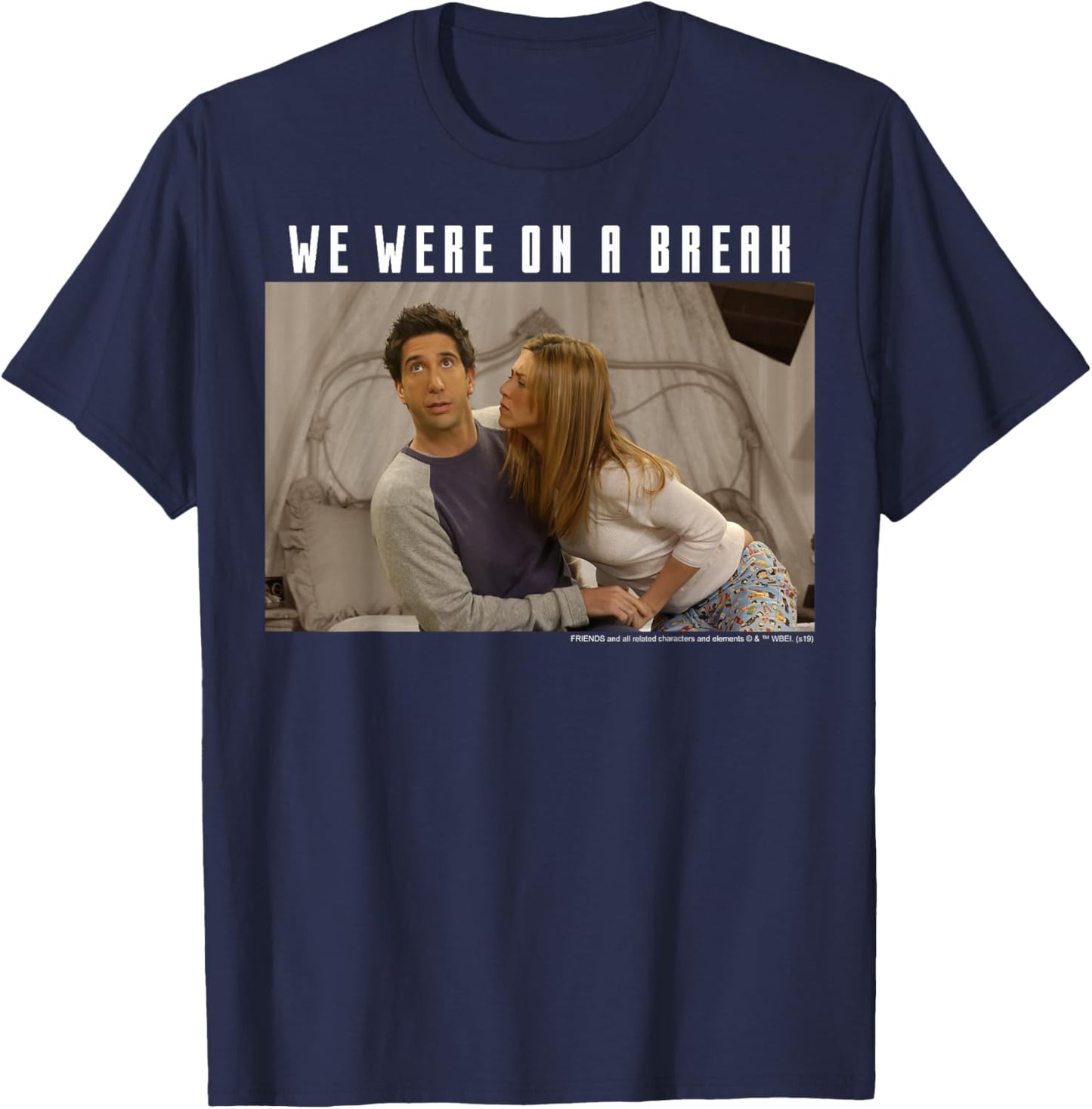 Friends Ross & Rachel We Were On A Break Portrait T-Shirt - T-Shirt | Navy