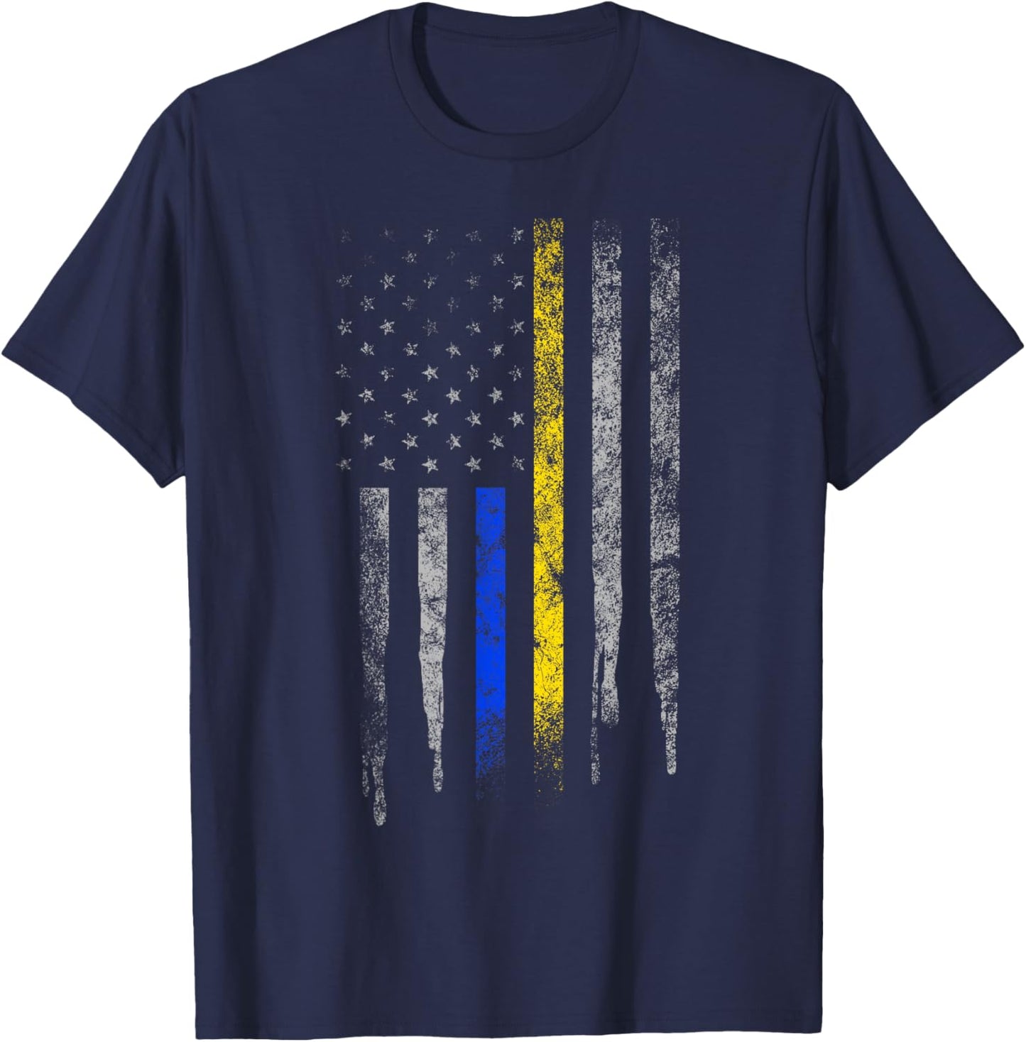 Gold Blue Line 911 Police Dispatcher First Responder T-Shirt - T-Shirt | Navy