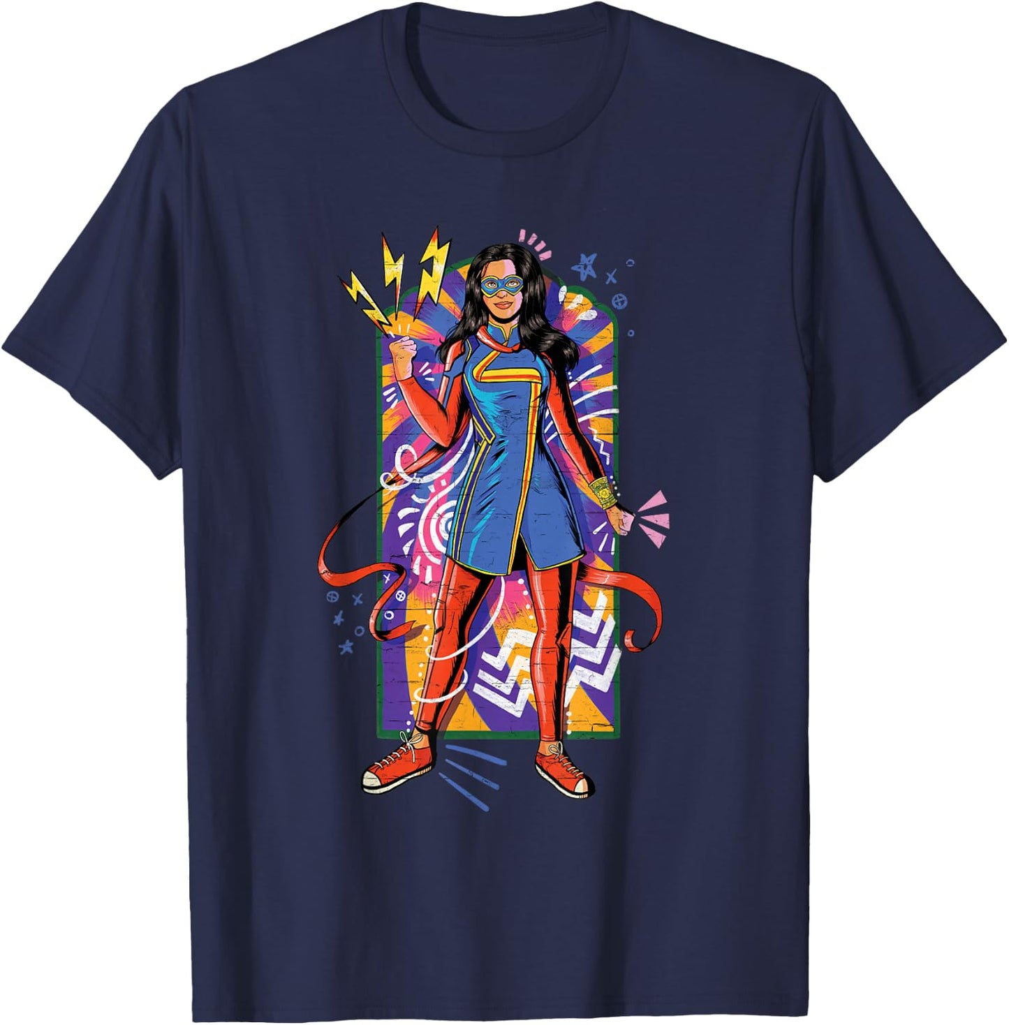 Marvel Ms. Marvel Kamala Khan Mural Art T-Shirt - T-Shirt | Navy