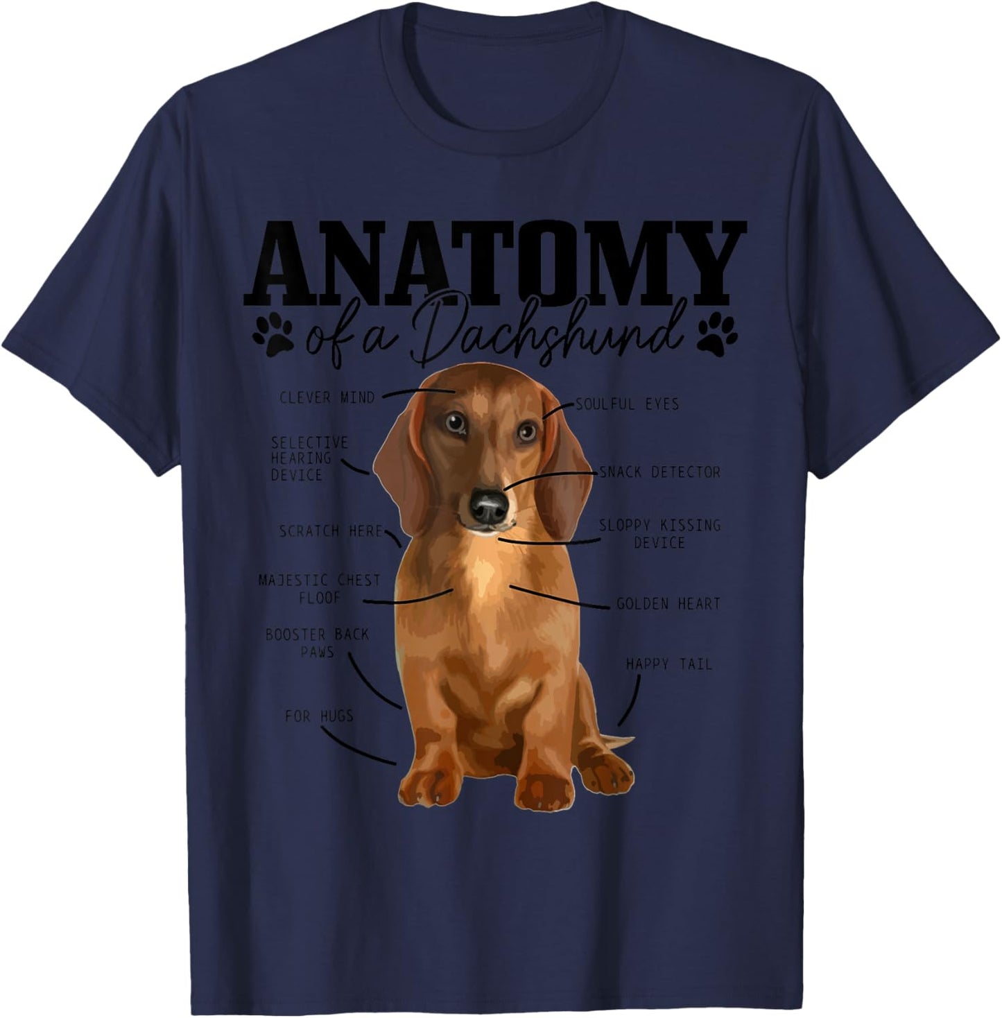 Anatomy Of A Dachshund Funny Cute Wiener Dog Mom Dad T-Shirt - T-Shirt | Navy