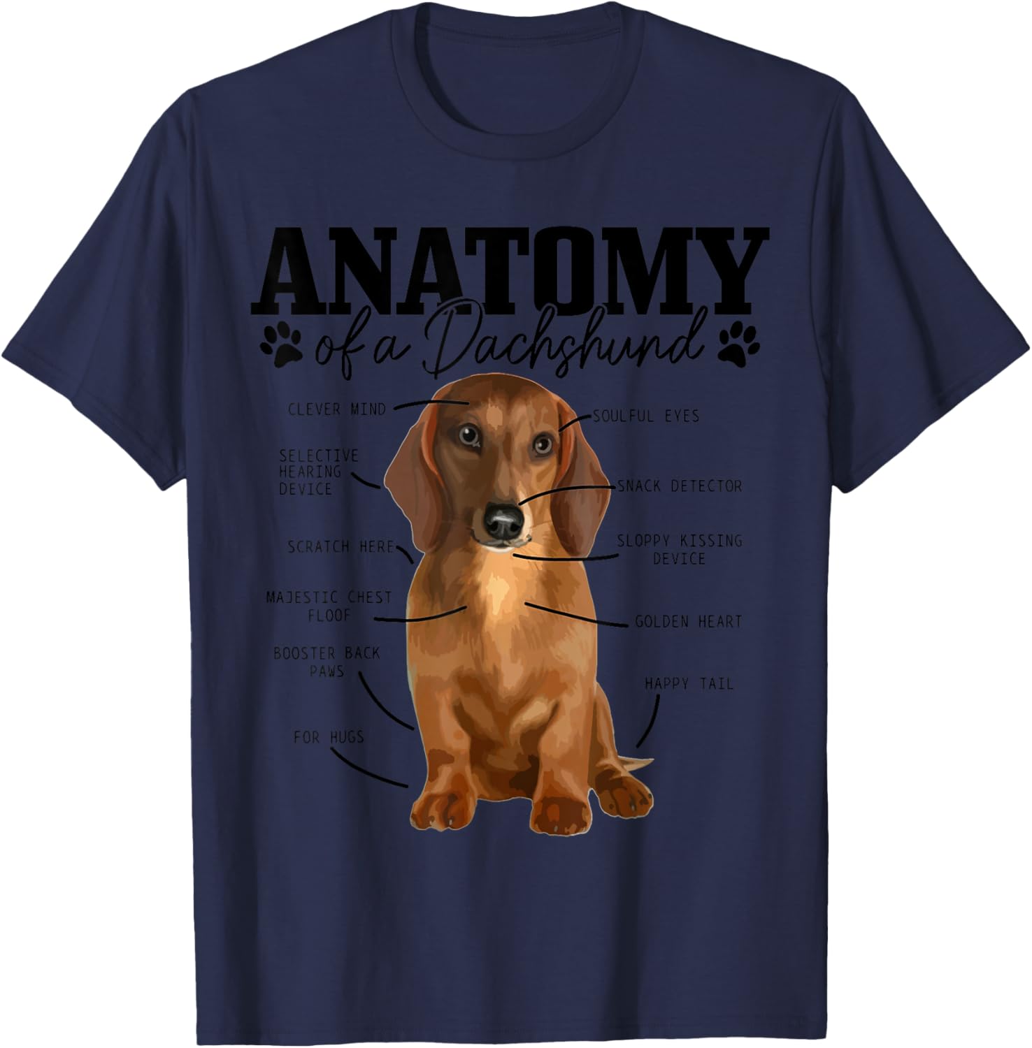 Anatomy Of A Dachshund Funny Cute Wiener Dog Mom Dad T-Shirt - T-Shirt | Navy