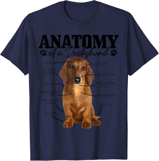 Anatomy Of A Dachshund Funny Cute Wiener Dog Mom Dad T-Shirt - T-Shirt | Navy