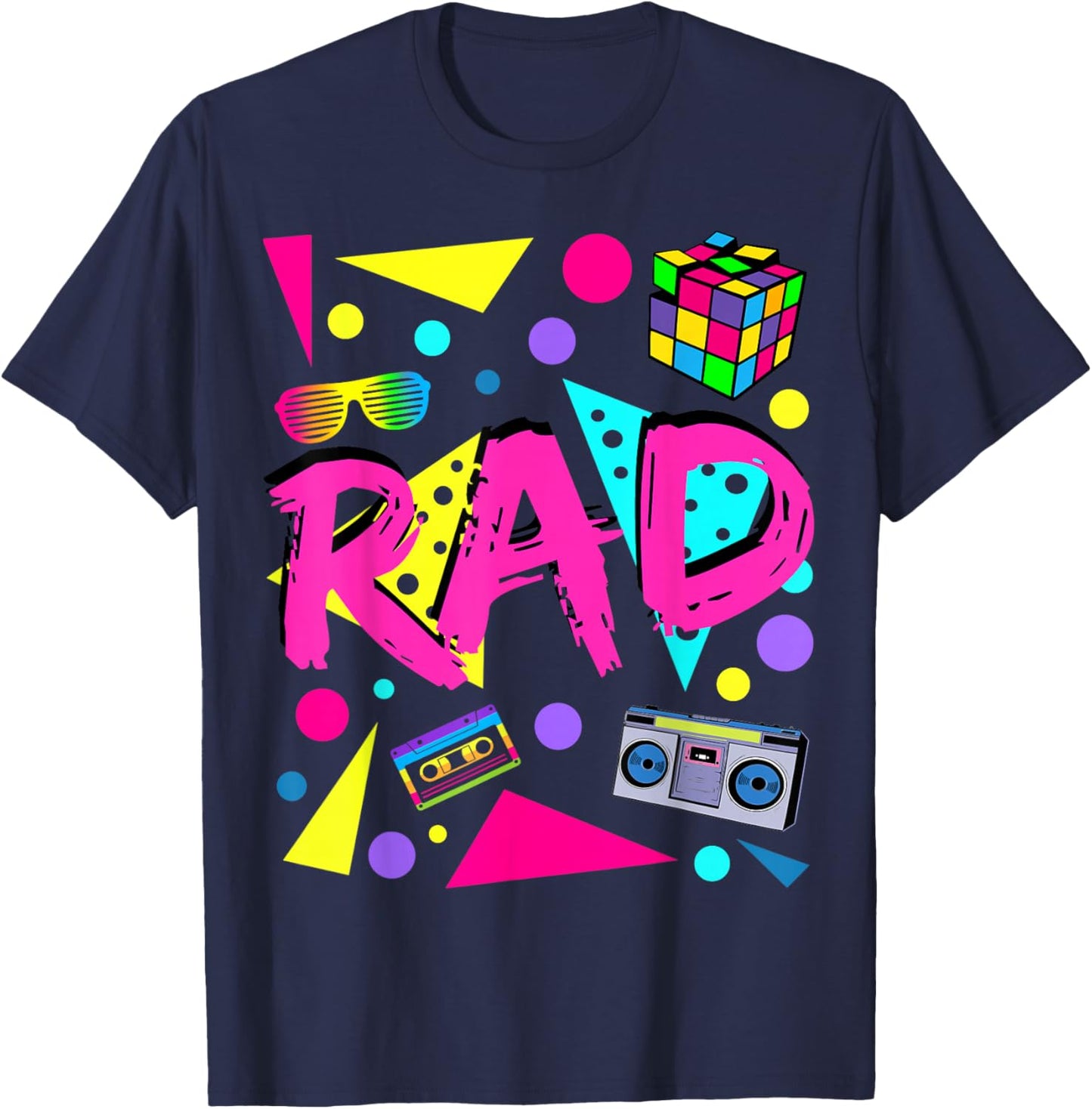 Rad 1980s Vintage Eighties Costume Party T-Shirt - T-Shirt | Navy