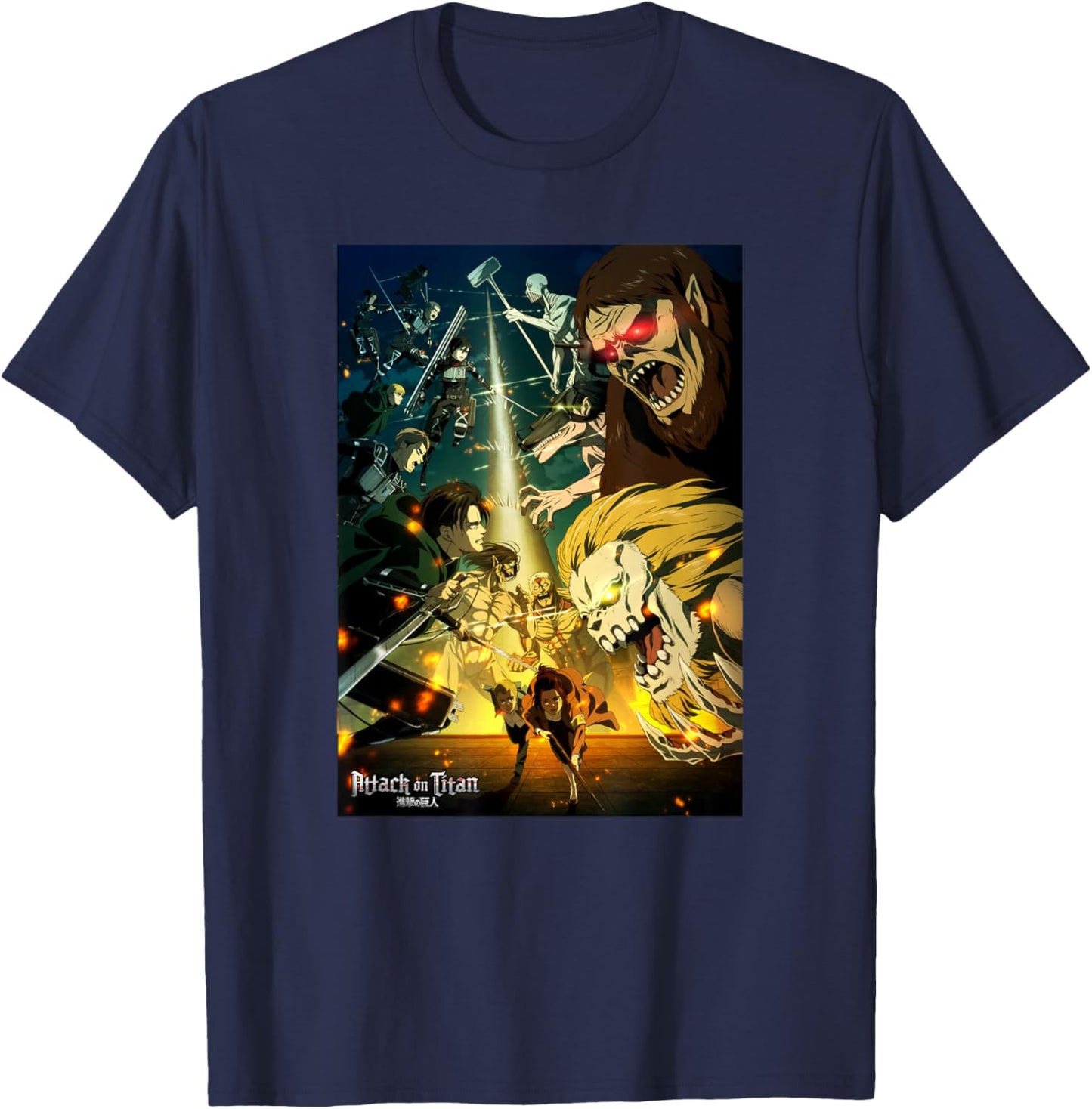 Attack on Titan Season 4 Final Season Poster Anime T-Shirt - T-Shirt | Navy
