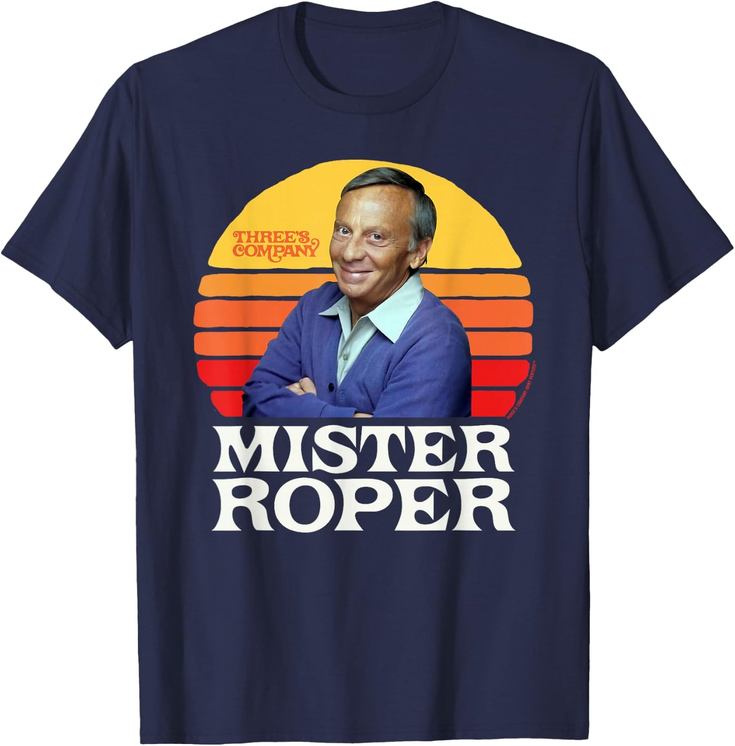 Mister Roper Funny Stanley Roper 80's Sunset Three's Company T-Shirt - T-Shirt | Navy