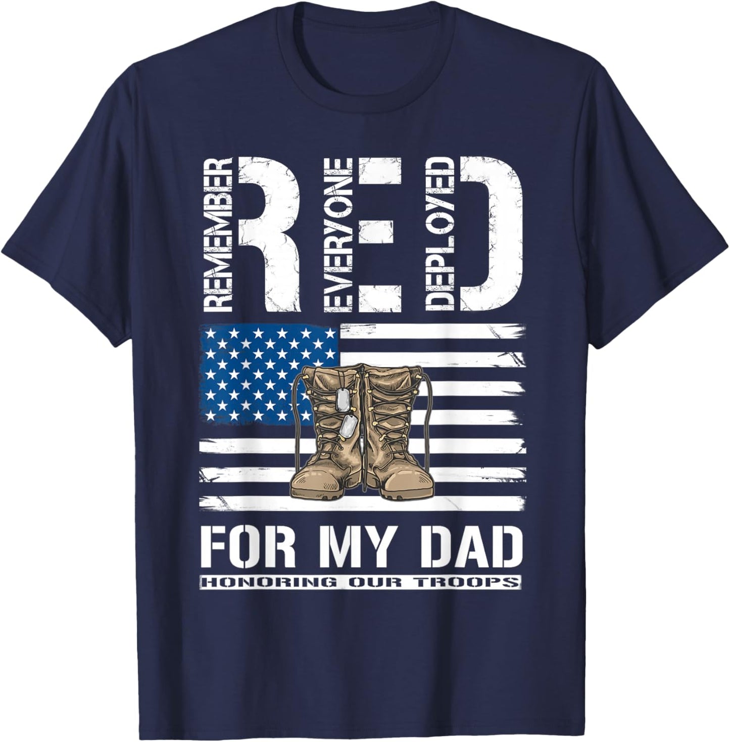 RED Friday For My Dad Military Veteran Deployed T-Shirt - T-Shirt | Navy