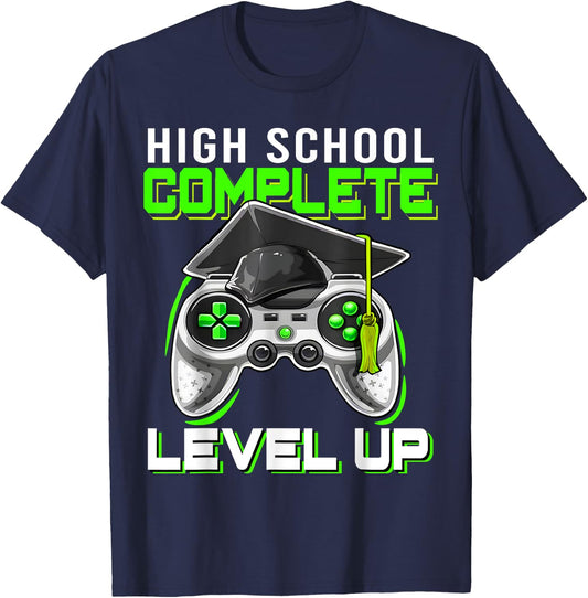 High School Level Complete Class Of 2024 Graduation T-Shirt - T-Shirt | Navy