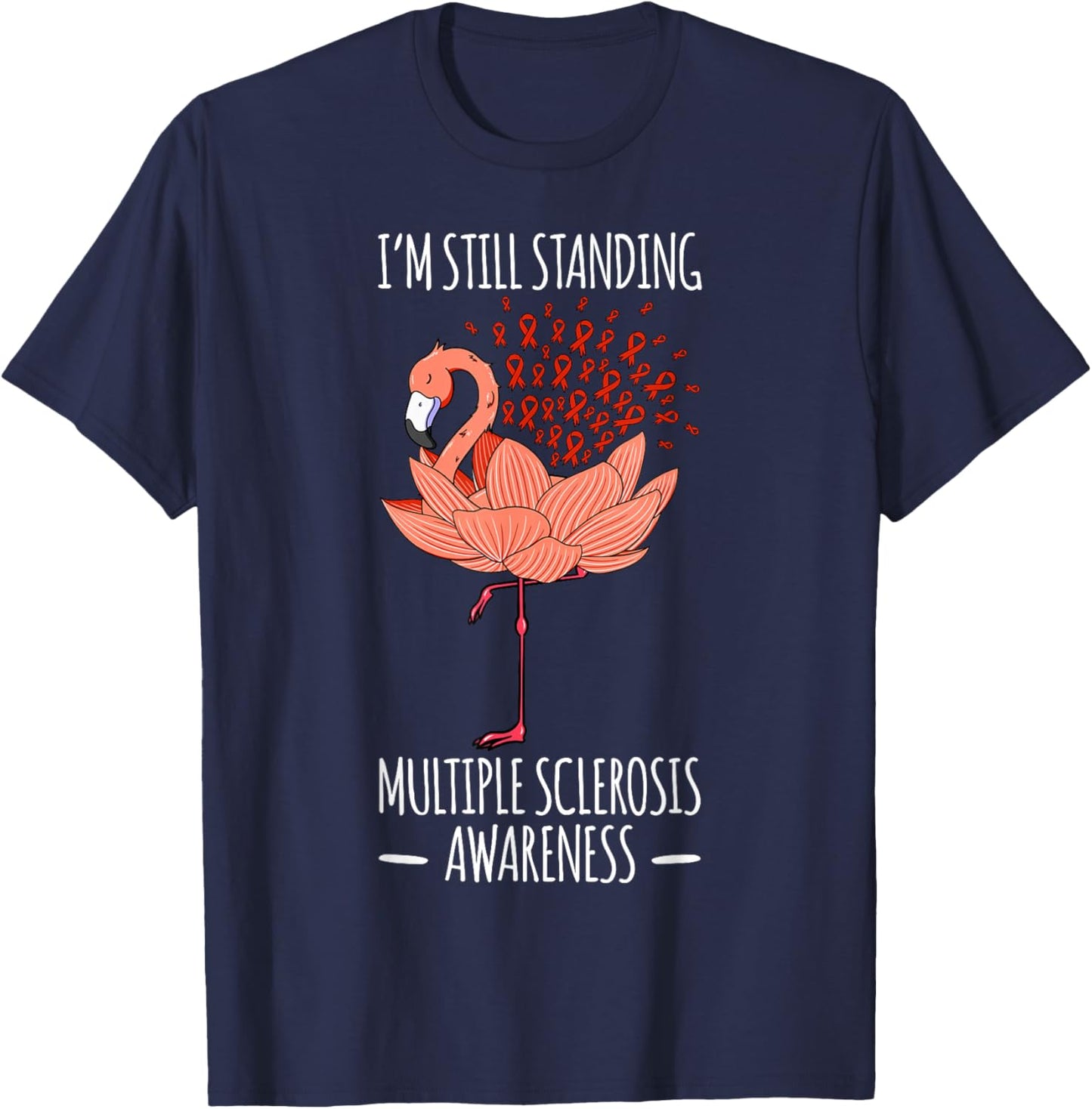 Multiple Sclerosis Survivor MS Awareness Ribbon Patient T-Shirt - T-Shirt | Navy