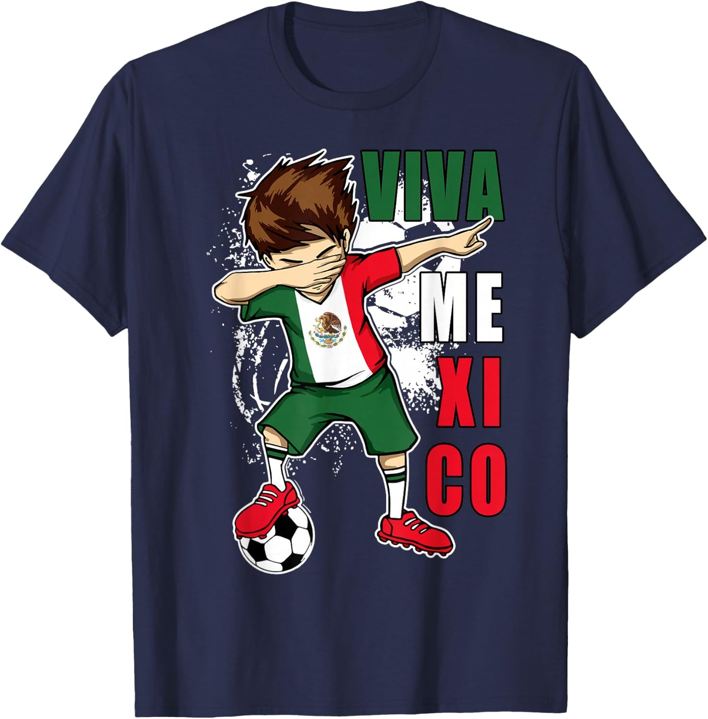 Viva Mexico Mexican Soccer Boy Independence Day Flag Kids T-Shirt - T-Shirt | Navy
