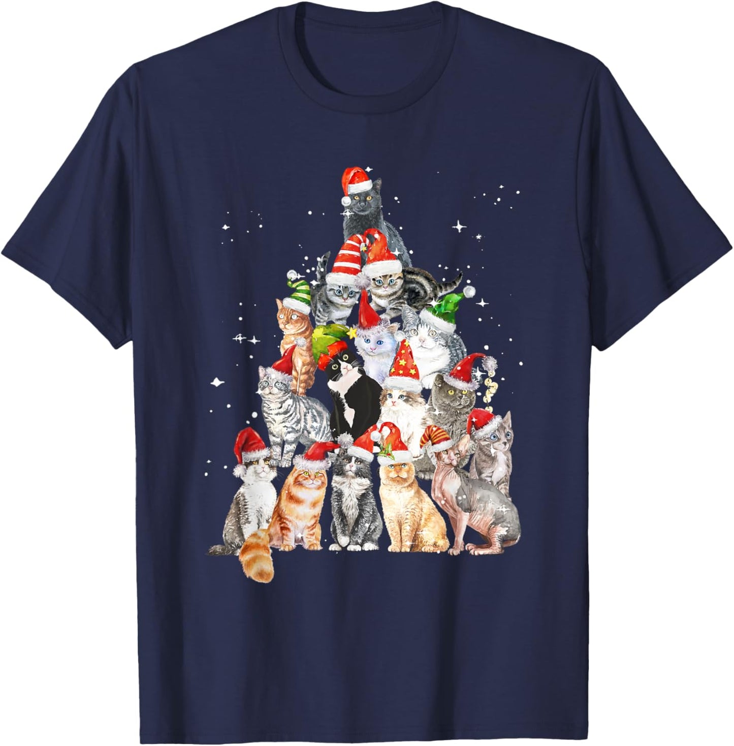 Cats For Everybody Christmas Cats Xmas Meow Christmas T-Shirt - T-Shirt | Navy