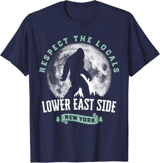 Lower East Side New York Respect The Locals Bigfoot Night T-Shirt - T-Shirt | Navy
